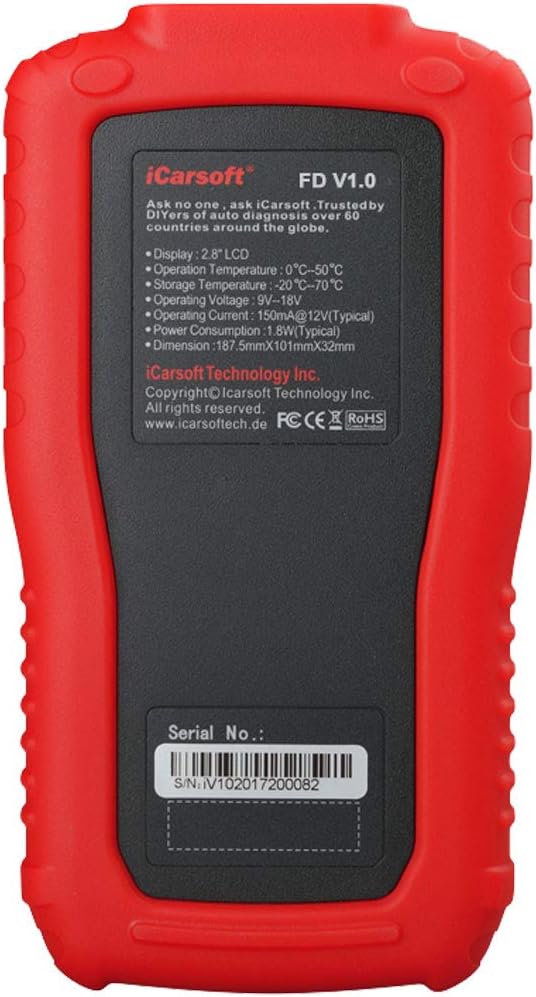 Auto Diagnostic Scanner iCarsoft FD V1.0 for Ford/Holden, ABS, SRS, Oil Service Reset ect (Red) Auto Diagnostic Scanner iCarsoft FD V1.0 for Ford/Holden, ABS, SRS, Oil Service Reset ect (Red)