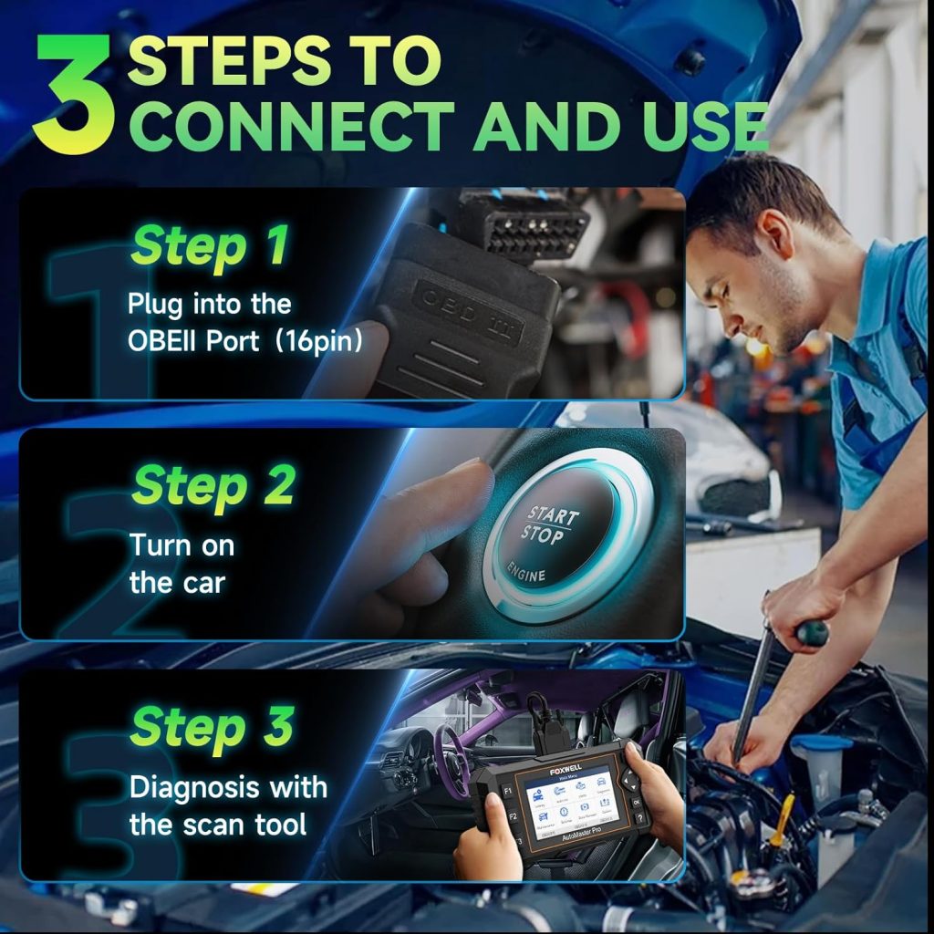 2024 Newest FOXWELL NT614 Elite OBD2 Scanner with 5 Resets ABS Bleeding/SAS Calibration/Oil/EPB/Throttle, Code Reader Scan Tools with Battery Test, ABS SRS Engine Transmission Car Scanner for All Cars
