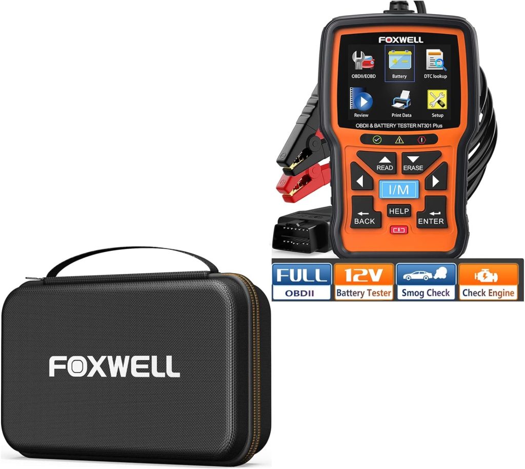 FOXWELL NT301 Plus with Storage Case 2 in 1 Mechanic OBD2 Scanner Battery Tester Code Reader Scan Tool FOXWELL NT301 Plus with Storage Case 2 in 1 Mechanic OBD2 Scanner Battery Tester Code Reader Scan Tool