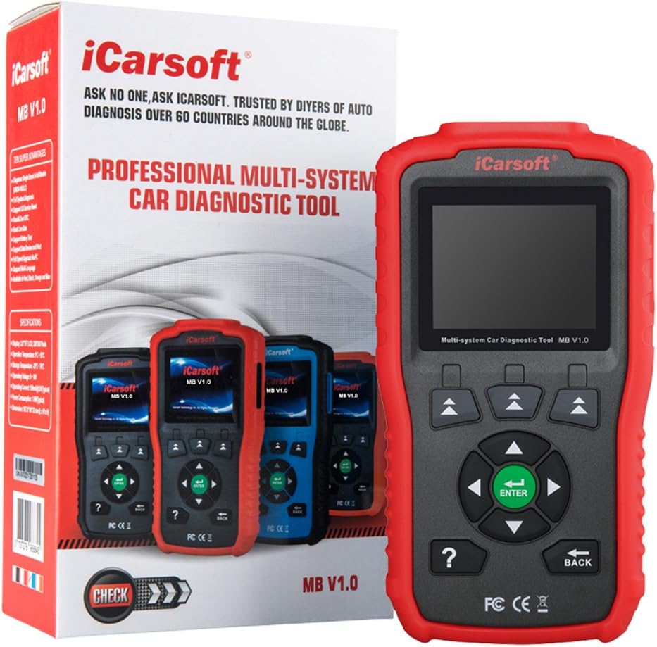 iCarsoft Multi-System Auto Diagnostic Tool MB V1.0 for Mercedes-Benz/Sprinter/Smart with Oil Reset (Red)