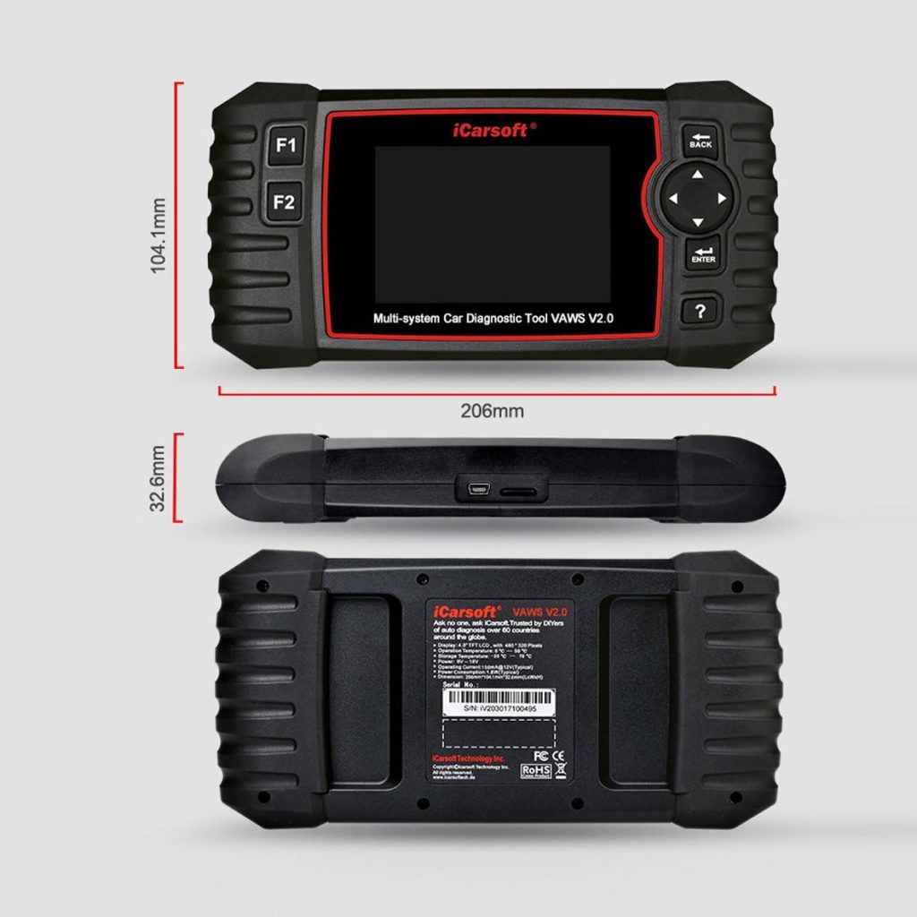 iCarsoft Professional Multi-System Auto Diagnostic Tool VAWS V2.0 for Audi/VW/Seat/Skoda, Oil Reset, DPF Reset, BMS Reset INJ