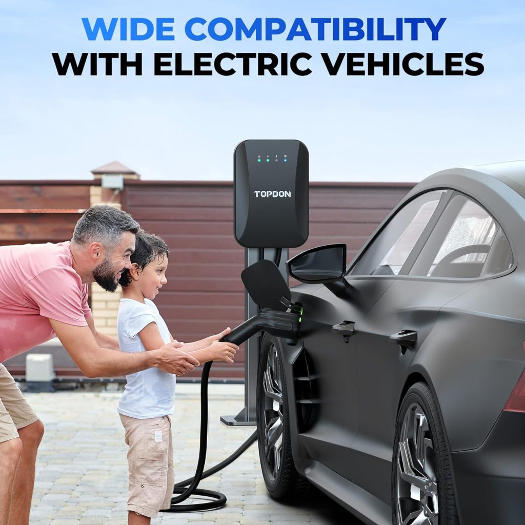 TOPDON Level 2 EV Charger, 40Amp Electric Vehicle Charger, 14-50 Plug NEMA TYPE4, UL Listed Energy Star, Electric Car Charger with WiFi, EVSE, Car Charging Station with PulseQ Smart App, 25FT Cable