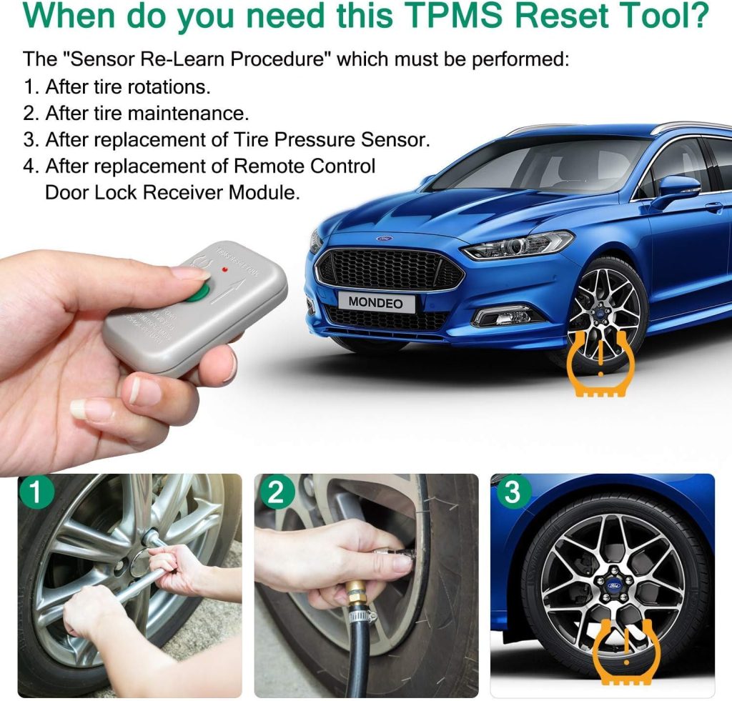 TPMS Reset Tool Sensor Relearn Reset Tool for Ford and Mazda Tire Pressure Monitor System Sensor Programming Training Activation Tool TPMS Trigger Tool Motorcraft TPMS19 Transmitter