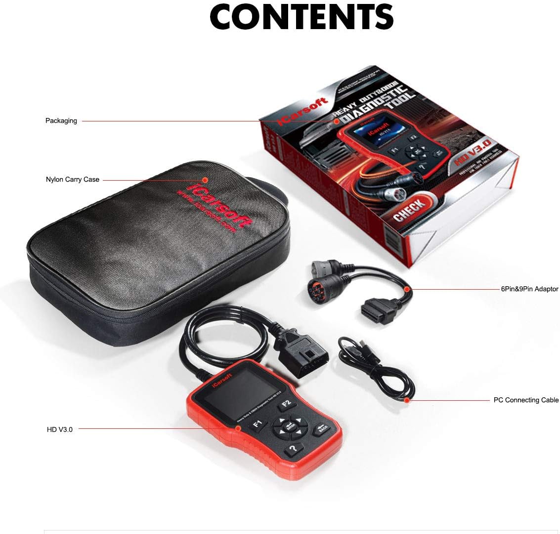 iCarsoft HD V3.0 Heavy Duty Diesel Truck Diagnostic Scanner Tool Code Reader Freightliner Cummins