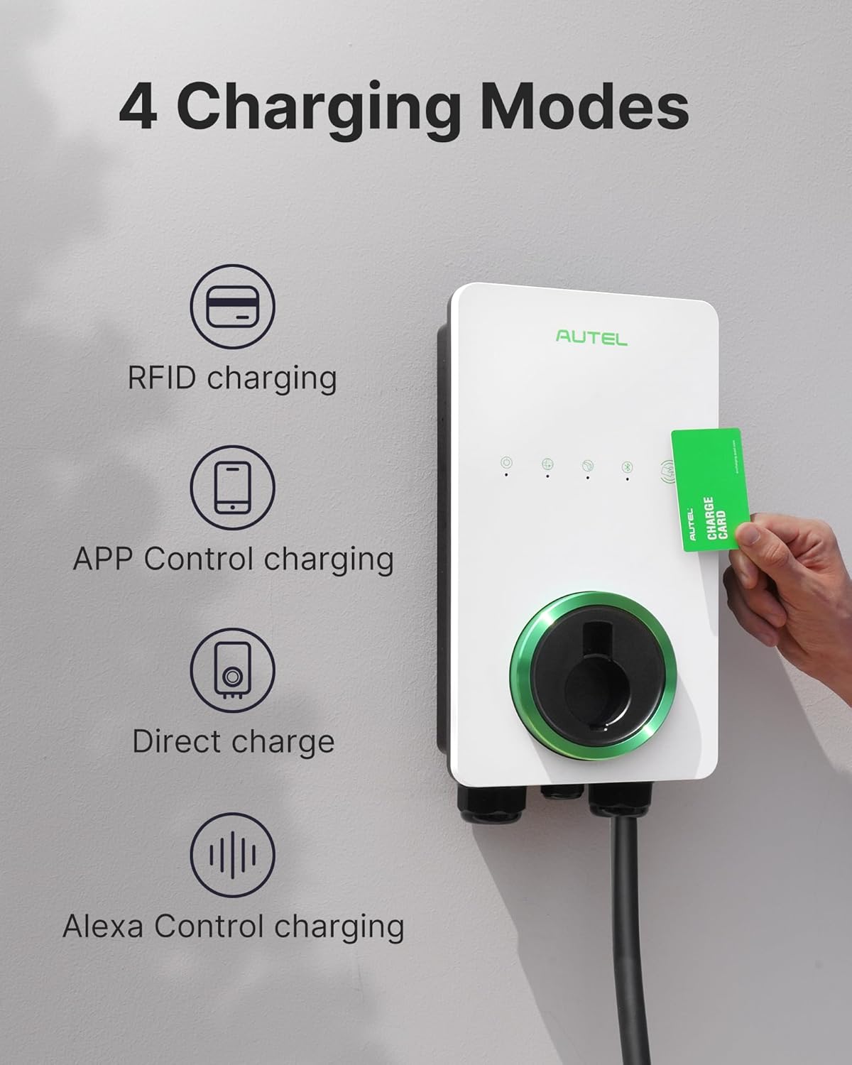 Autel Home Level 2 EV Charger up to 50Amp, 240V, Indoor/Outdoor Car Charging Station, Wi-Fi and Bluetooth Enabled EVSE, Flexible 25-Foot Cable,Hardwired, Dark Gray
