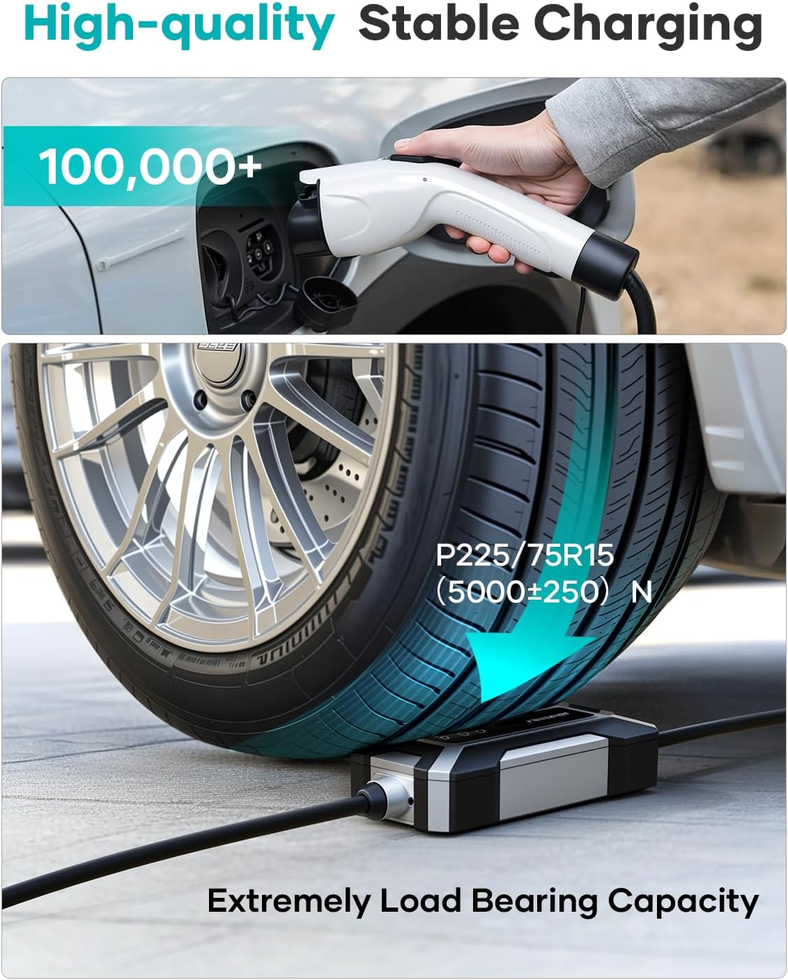 Electric Vehicle Charger Level 2 J1772 Portable EV Charger 32A 16A 120V 240V ETL NEMA14-50 Fast EV Car Charging Station with Wi-Fi 25ft Cable Holder