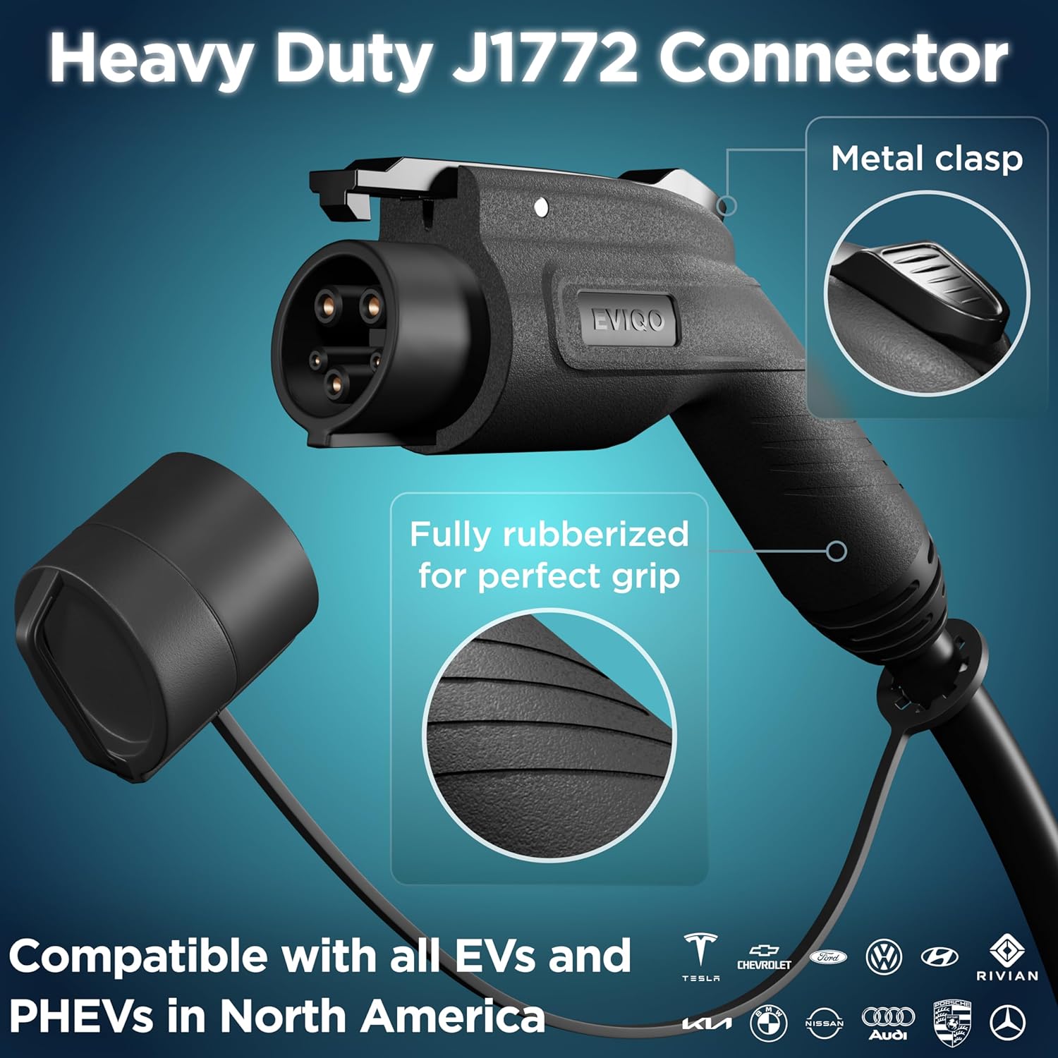 EVIQO Level 2 EV Charger - 48 Amp EV Charger Level 2, 240V Electric Vehicle Charging Stations, EV Level 2 Charger NEMA 14-50/Hardwire EVSE Level 2 Charger, 25 Cord Electric Car Charger Energy Star/UL