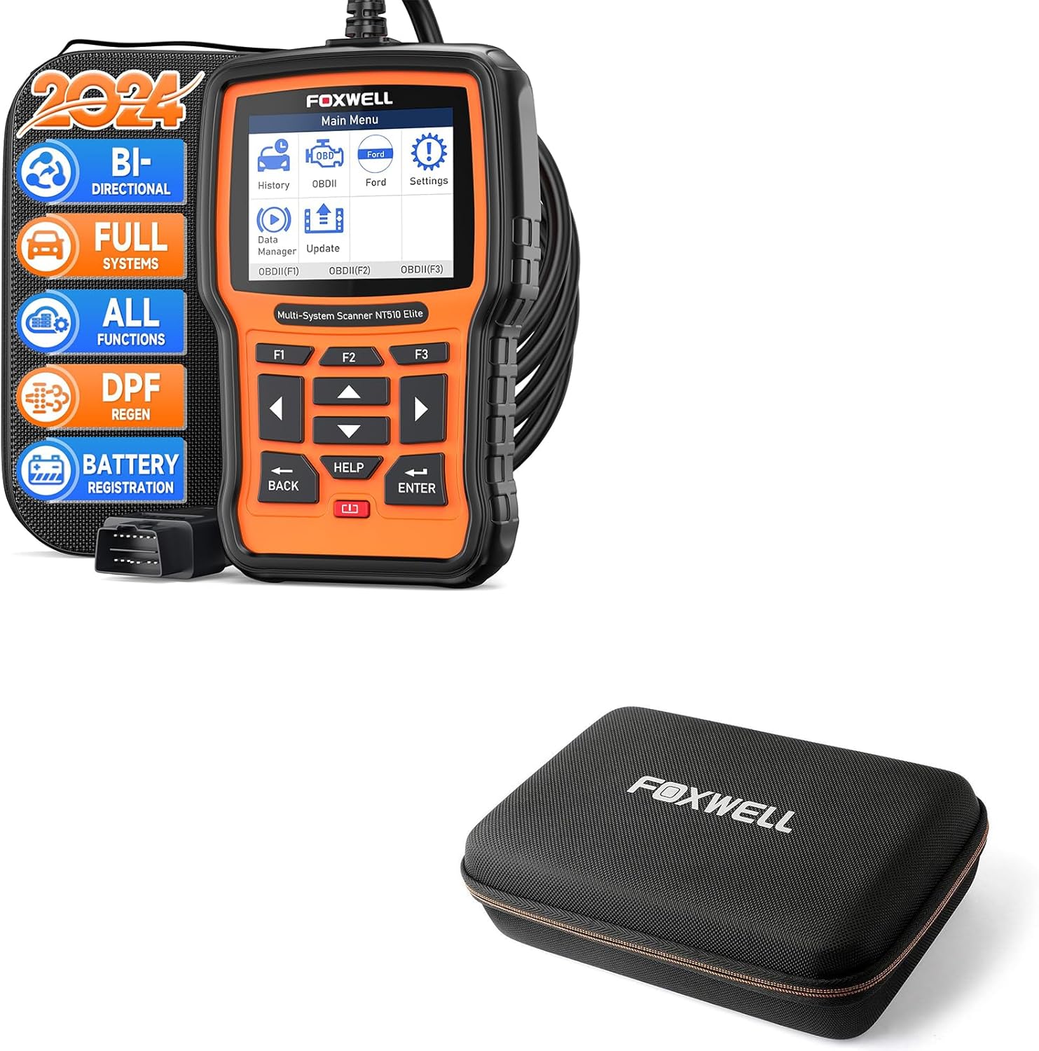 FOXWELL NT510 fit for Ford Diagnostic Scan Tool + NT510 Hard Protection Carrying Case, Full System Code Reader Bi-Directional Control All Service Air Suspension ABS Bleed SAS TPMS TPS FOXWELL NT510 fit for Ford Diagnostic Scan Tool + NT510 Hard Protection Carrying Case, Full System Code Reader Bi-Directional Control All Service Air Suspension ABS Bleed SAS TPMS TPS