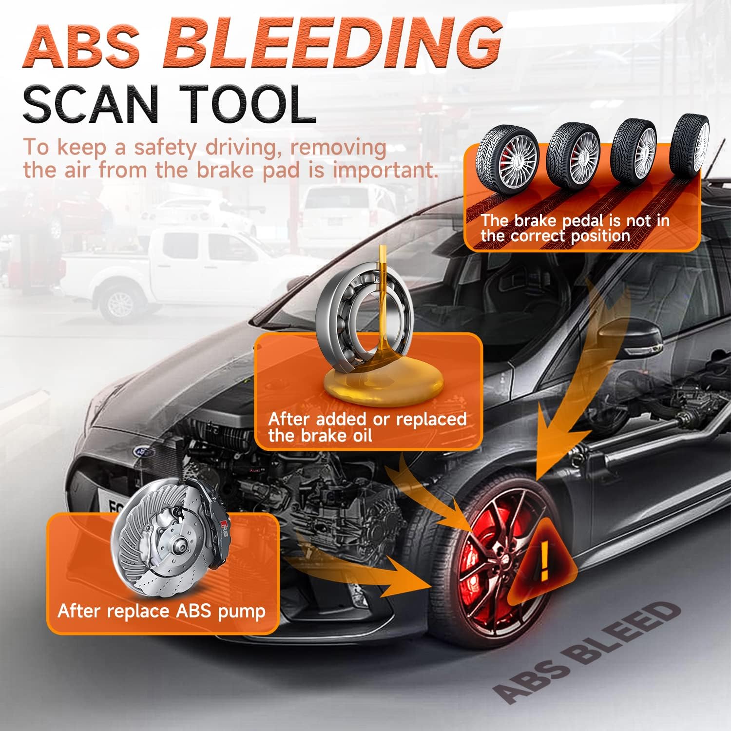 FOXWELL NT630 Plus OBD2 Scanner with ABS Auto Bleed Universal 12+8 Cable Adapter Connector
