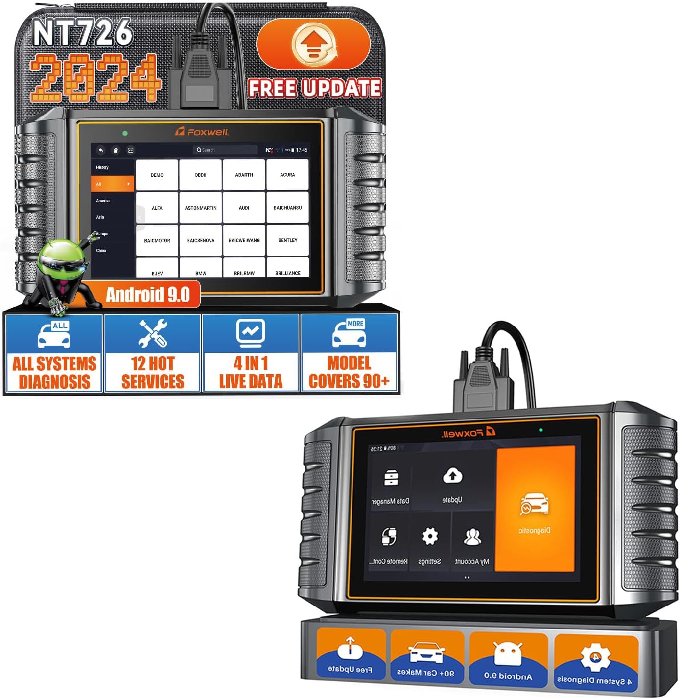 FOXWELL NT726 All System OBD2 + FOXWELL NT706 Code Reader Scan Tool FOXWELL NT726 All System OBD2 + FOXWELL NT706 Code Reader Scan Tool