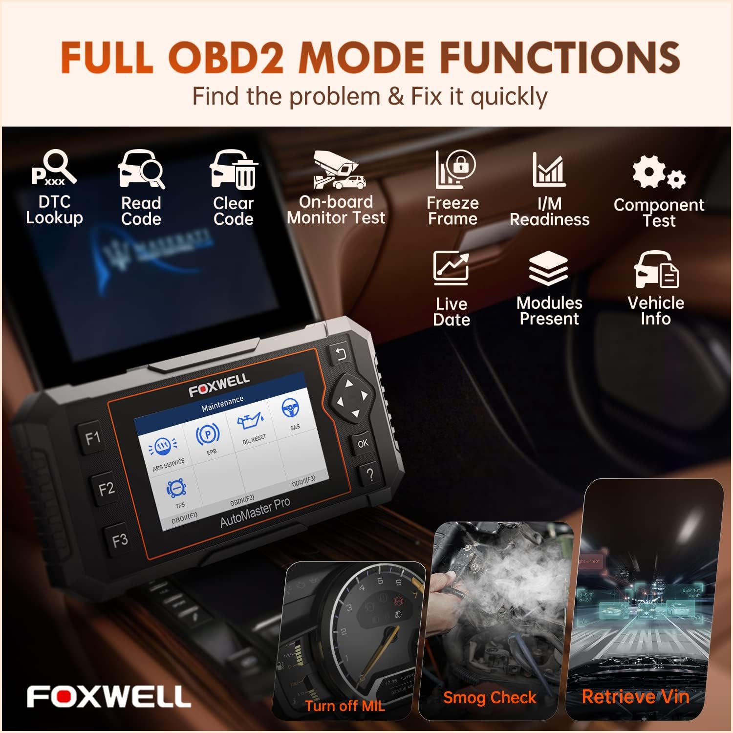 FOXWELL OBD2 Scanner NT624 Elite All Systems and FOXWELL OBD2 OBD II 16Pin Male to Female Diagnostic Extension Convert Cable FOXWELL OBD2 Scanner NT624 Elite All Systems and FOXWELL OBD2 OBD II 16Pin Male to Female Diagnostic Extension Convert Cable