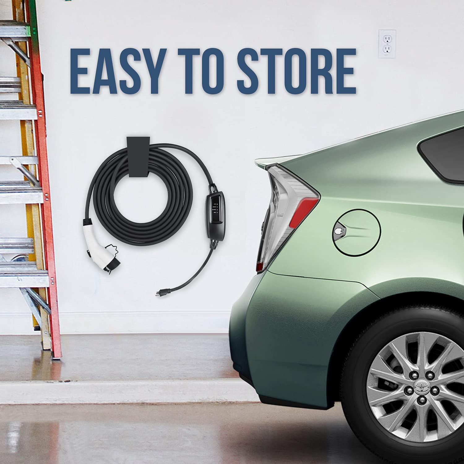 Lectron Electric Vehicle Charger 16 Amp - Level 1 EV Charger (110V) with 21ft Extension Cord Nema 5-15 Plug Compatible with All J1772 EVs