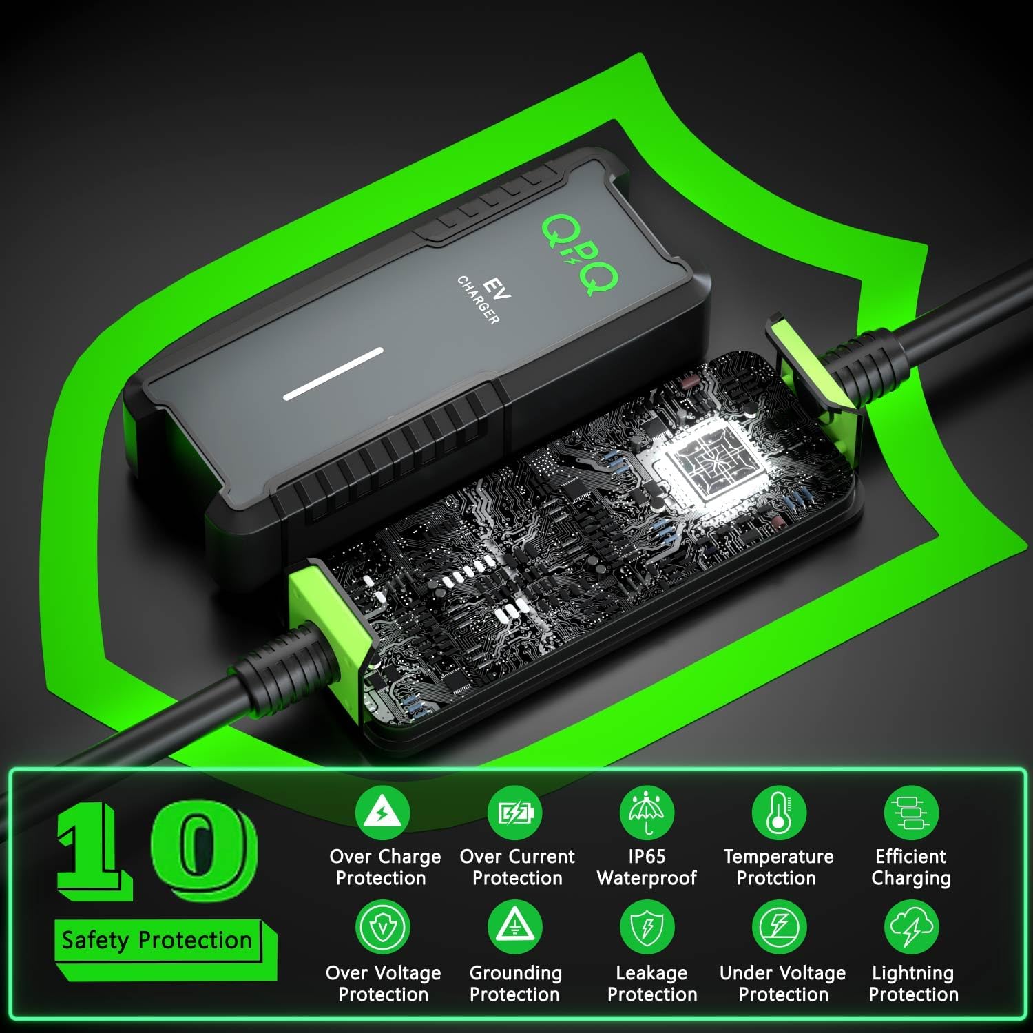 Level 1-2 EV Charger, 16 Amp 110-240V Portable Electric Car Charger, Electric Vehicle Charging Stations with NEMA 6-20 Plug NEMA 5-15 Adapter for J1772, Level 2 EV Charger with 21 FT Cable