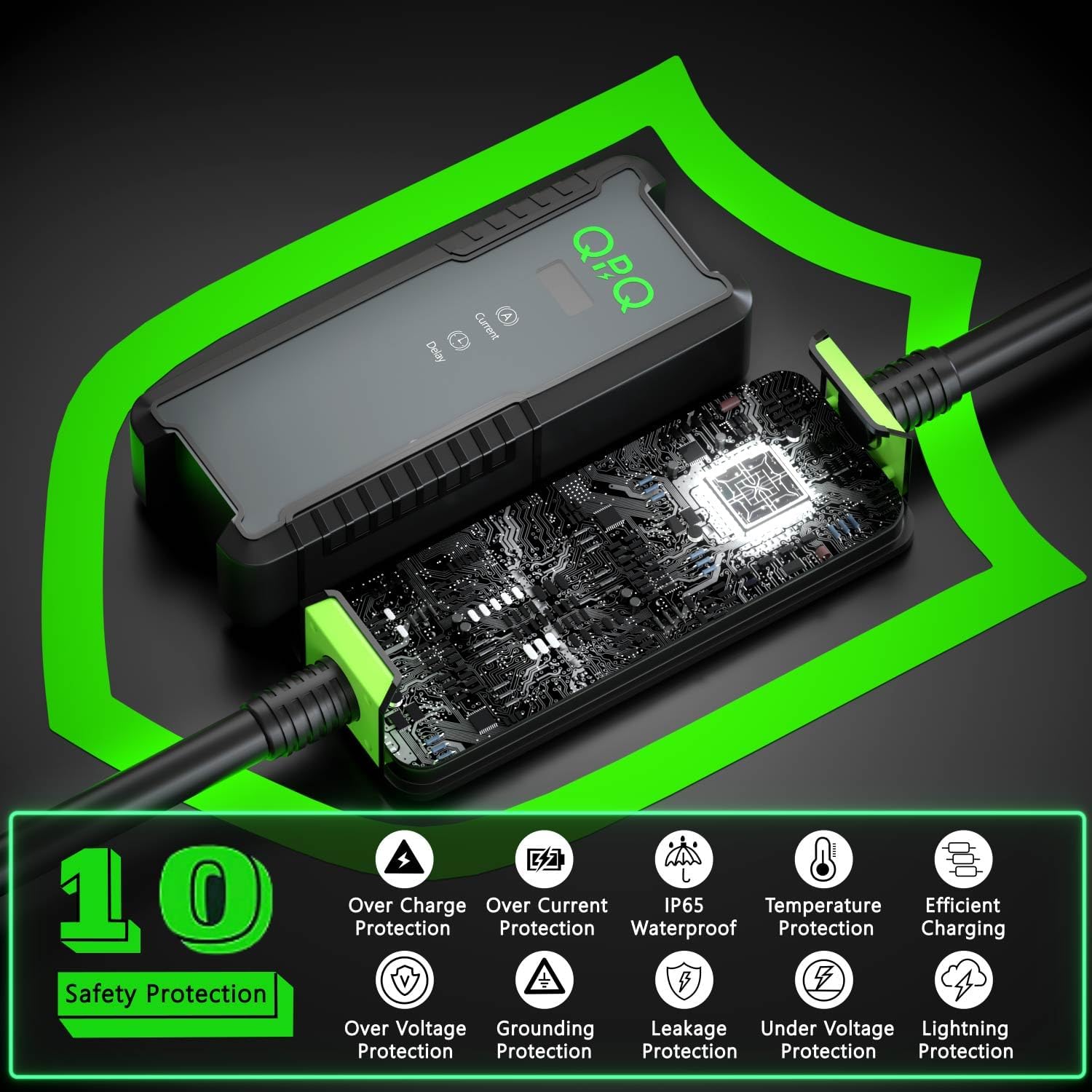 Level 1-2 EV Charger, 16 Amp 110-240V Portable Electric Car Charger, Electric Vehicle Charging Stations with NEMA 6-20 Plug NEMA 5-15 Adapter for J1772, Level 2 EV Charger with 21 FT Cable
