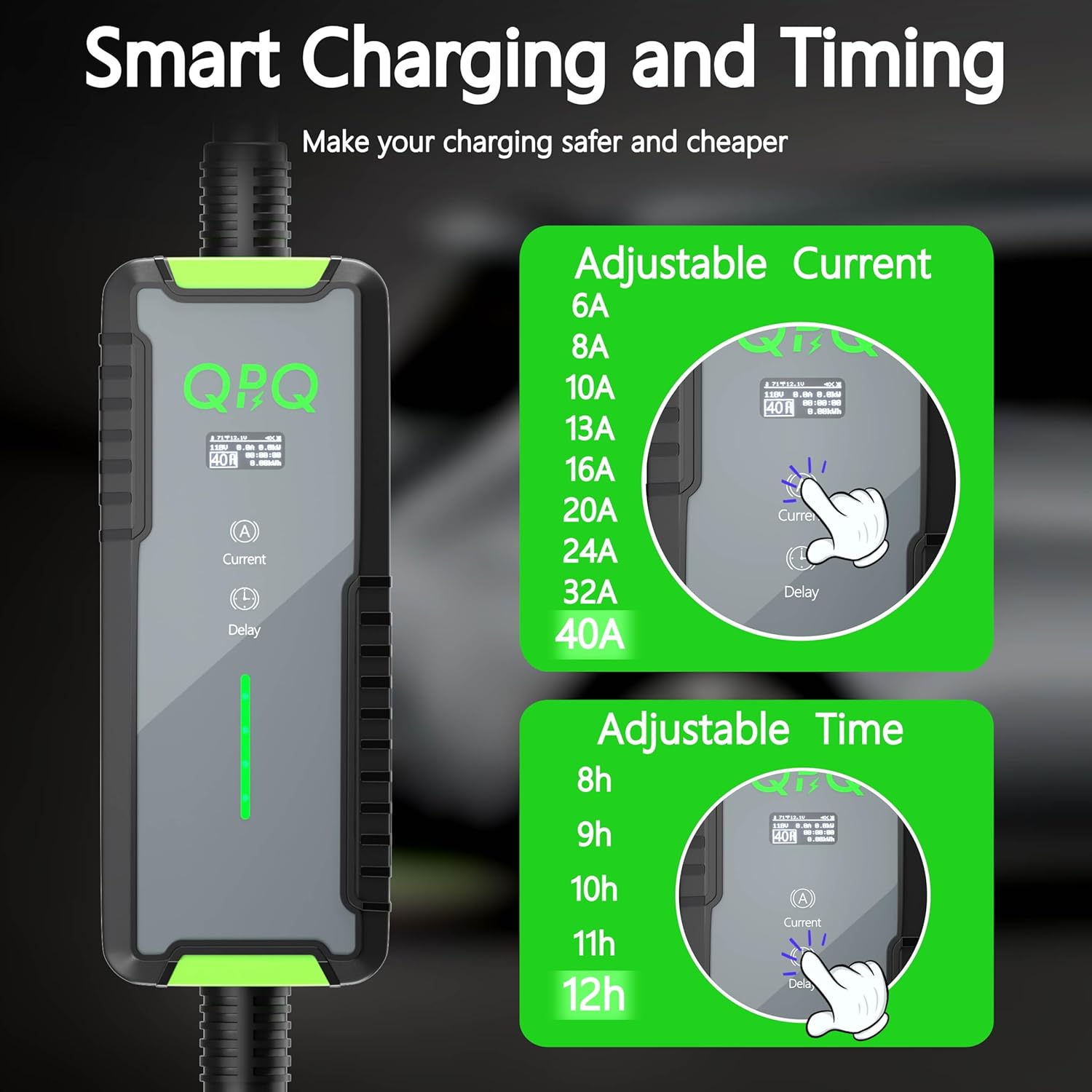 Level 1-2 EV Charger, 16 Amp 110-240V Portable Electric Car Charger, Electric Vehicle Charging Stations with NEMA 6-20 Plug NEMA 5-15 Adapter for J1772, Level 2 EV Charger with 21 FT Cable