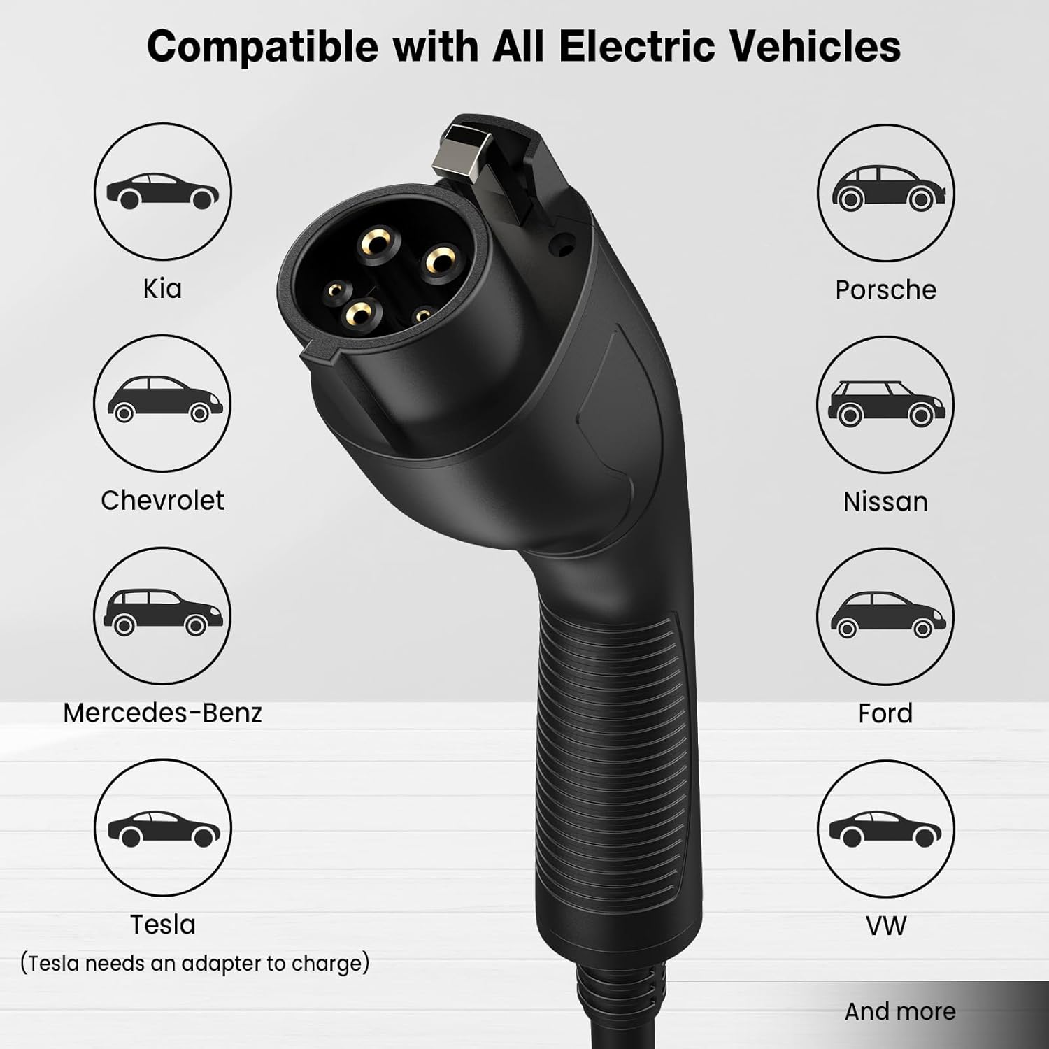 Level 2 EV Charger, Up to 48A Current, 25ft Wall Electric Vehicle Charging with App Control, Set Current, Schedule Charging, RFID Unlocking, NEMA 14-50 Plug, Electric Car Charger Fit for J1772 EVs