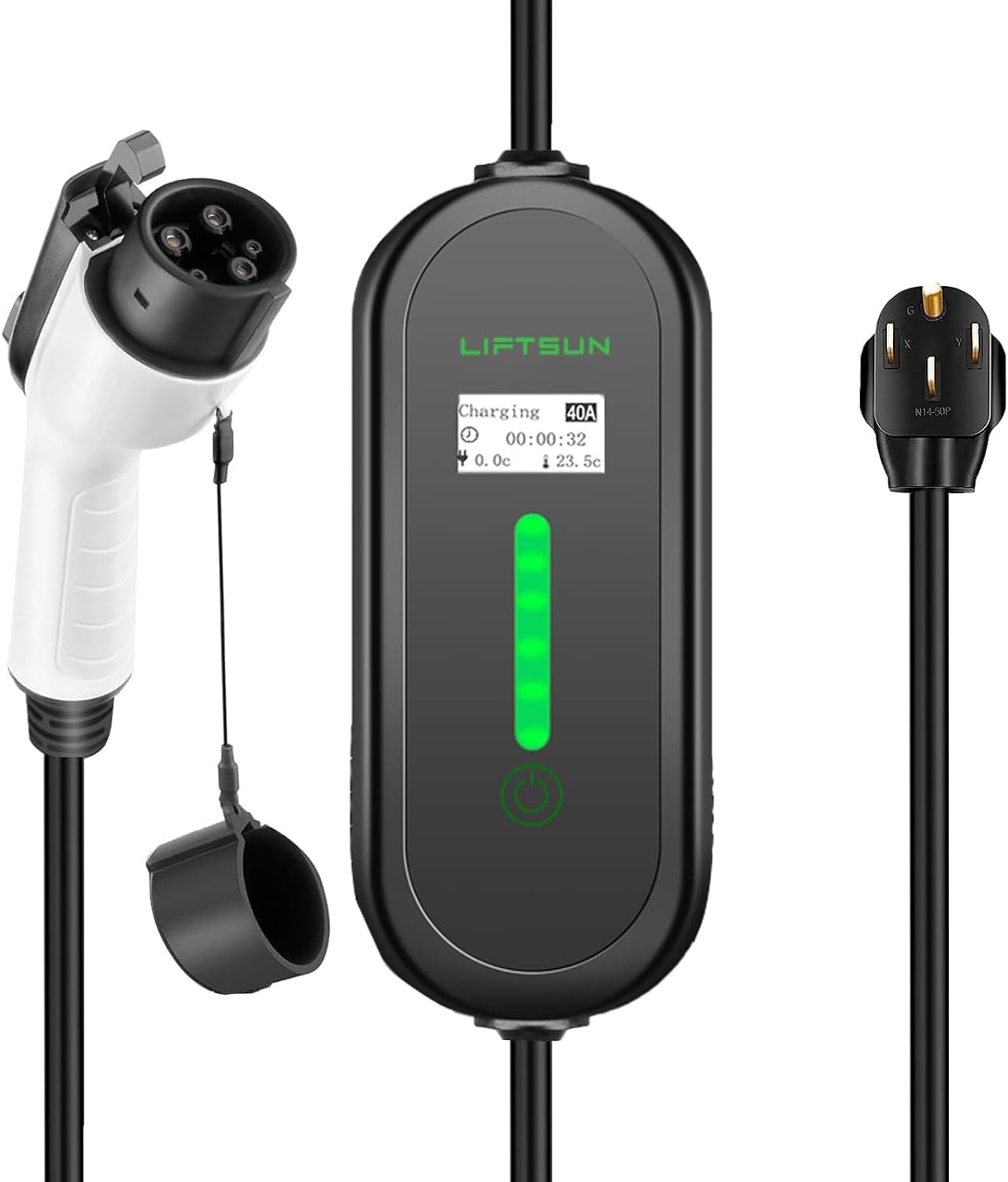 LiftSun Level 1+2 EV Charger, 16 Amp 120V or 240V, Portable Electric Vehicle Charger with 21Ft Charging Cable NEMA 6-20 Plug NEMA 5-15P Adapter, Plug-in Home EV Charging Station for SAE J1772 EVs