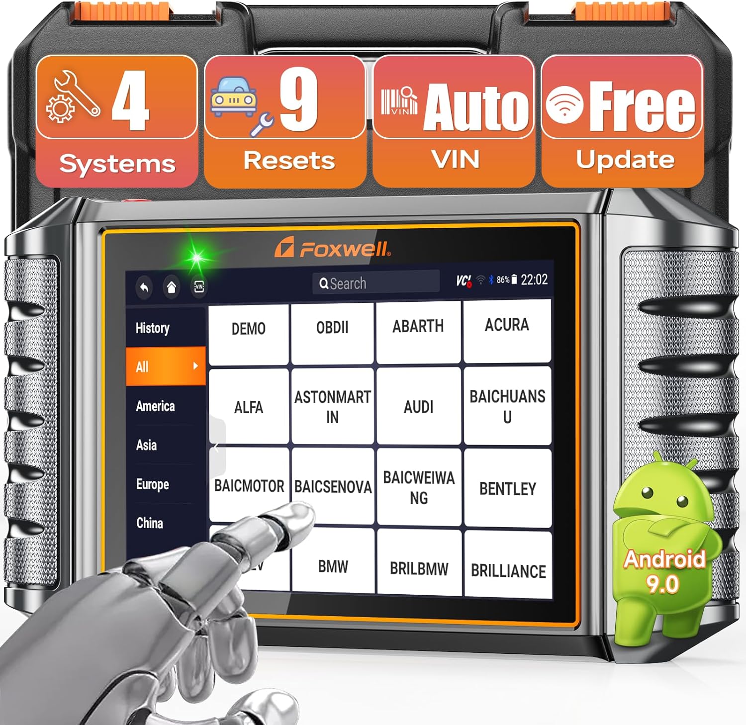 2024 FOXWELL NT716 OBD2 Scanner 9+ Resets Auto Scan Tool ABS SRS Transmission Engine Diagnostic Code Reader Free Update Injector Coding/D-P-F/BMS/ABS Bleeding/Oil Light/EPB/TPMS/SAS/Throttle Relearn