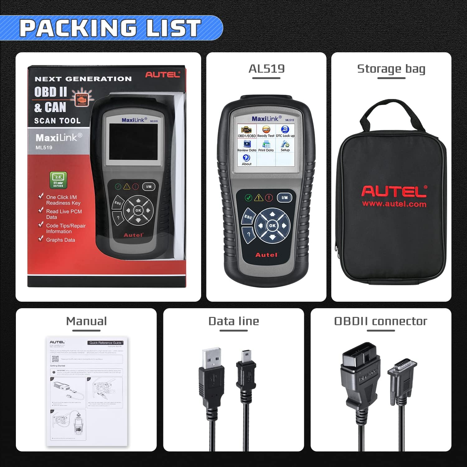 Autel AutoLink AL519 OBD2 Scanner Enhanced Mode 6 Car Diagnostic Tool Check Engine Code Reader CAN Scan Tool, Advanced Ver. of AL319 Autel AutoLink AL519 OBD2 Scanner Enhanced Mode 6 Car Diagnostic Tool Check Engine Code Reader CAN Scan Tool, Advanced Ver. of AL319