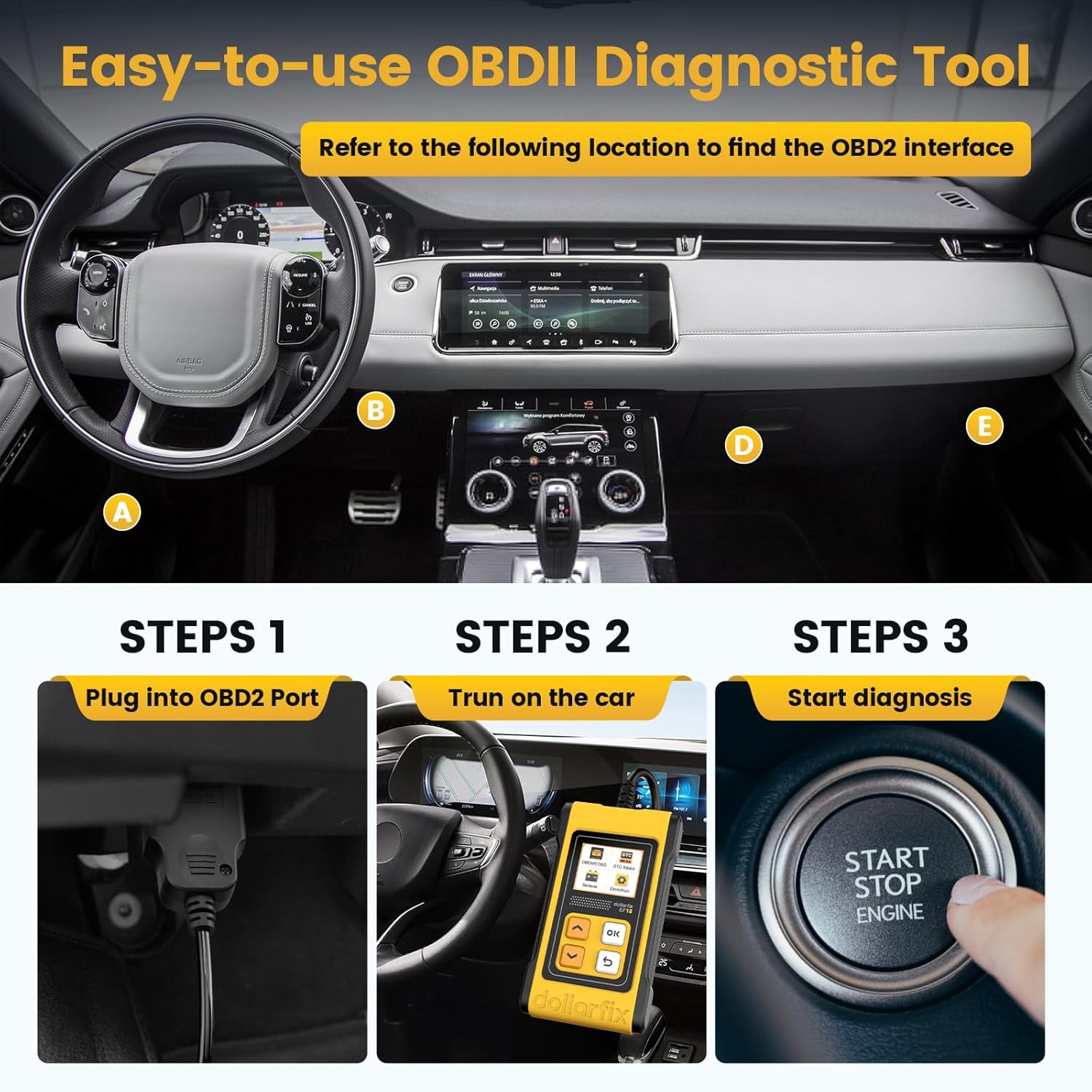 EF18 OBD2 Scanner Professional Car Code Reader OBDII/EOBD/CAN Scan Tool, Check Engine Fault Code/Live Data/Freeze Frame, Car Scanner Diagnostic Tool for All OBDII Vehicles After 1996