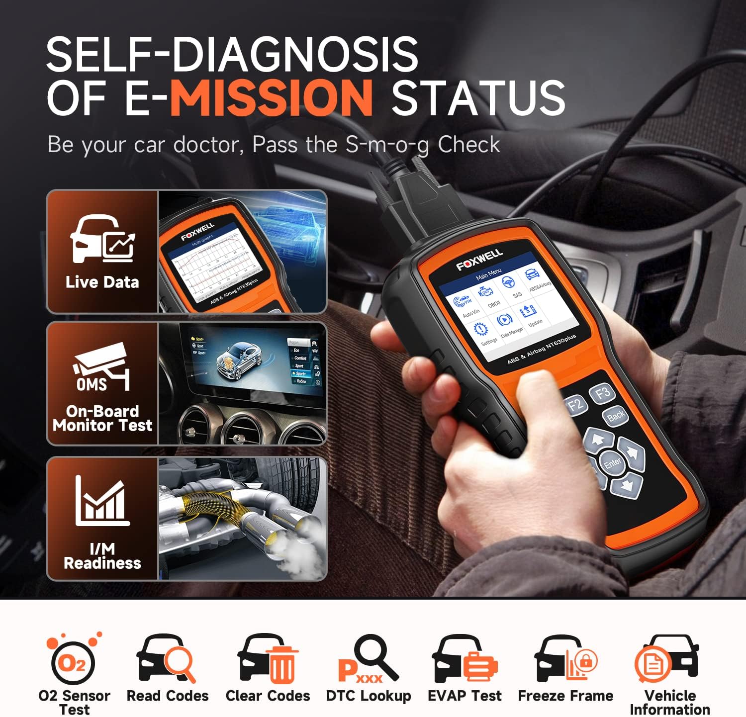 FOXWELL NT301 OBD2 Scanner Live Data FOXWELL NT630 Plus OBD2 Scanner ABS Brake SRS Airbag Scanner Auto Bleed Scan Tool