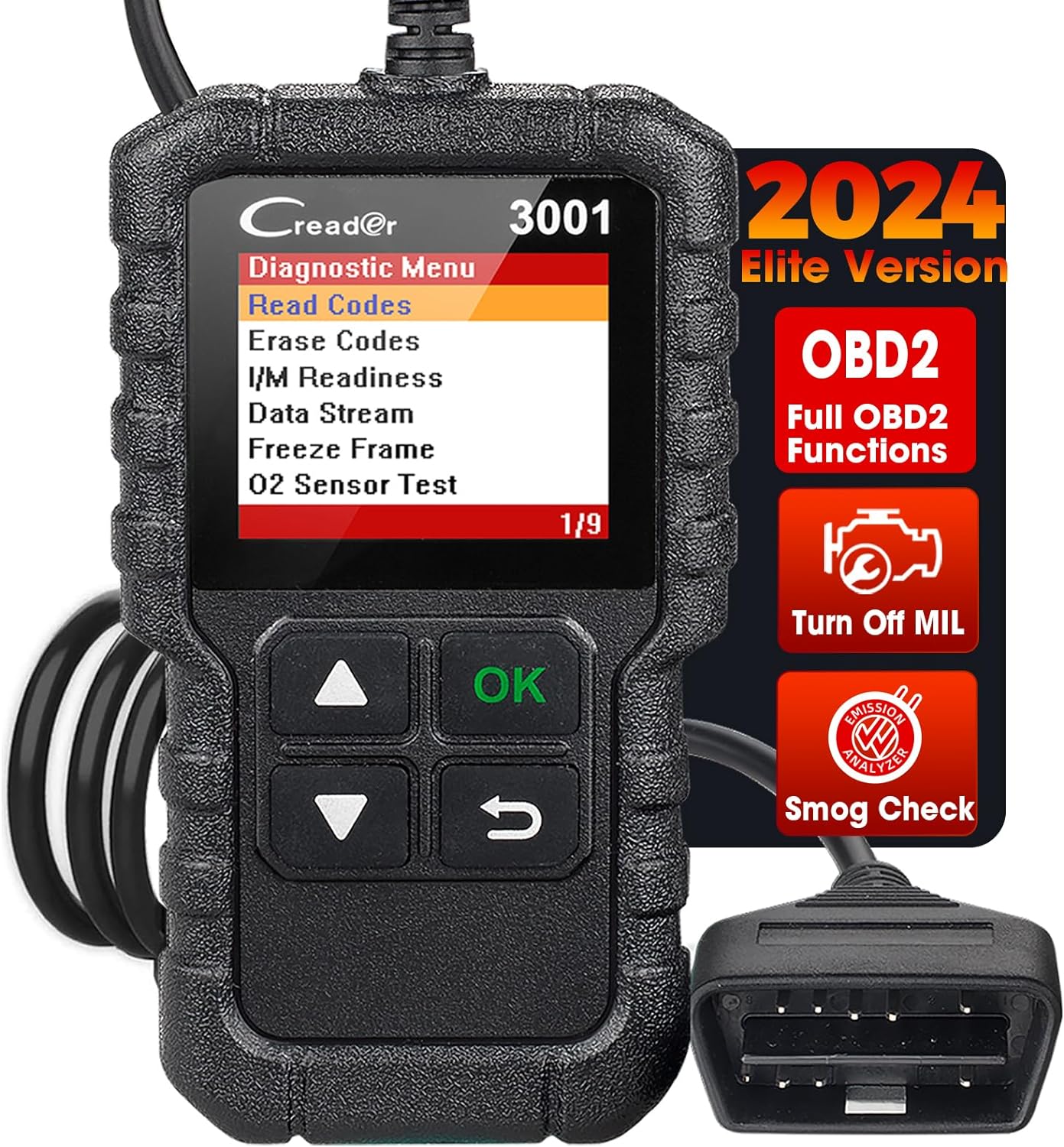 LAUNCH Creader 3001 OBD2 Scanner, Engine Fault Code Reader Mode 6 CAN Diagnostic Scan Tool for All OBDII Protocol Cars Since 1996, Lifetime Free Update LAUNCH Creader 3001 OBD2 Scanner, Engine Fault Code Reader Mode 6 CAN Diagnostic Scan Tool for All OBDII Protocol Cars Since 1996, Lifetime Free Update
