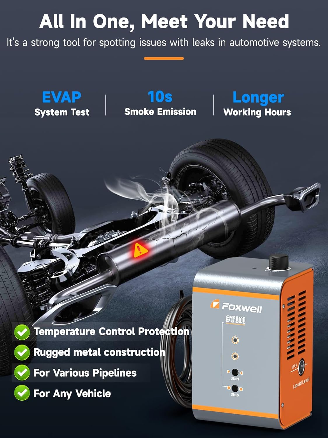 OBD2 Scanner Diagnostic Tool FOXWELL NT630 Plus + FOXWELL ST101 Automotive EVAP Smoke Machine Leak Tester for Vacuum Leaks OBD2 Scanner Diagnostic Tool FOXWELL NT630 Plus + FOXWELL ST101 Automotive EVAP Smoke Machine Leak Tester for Vacuum Leaks