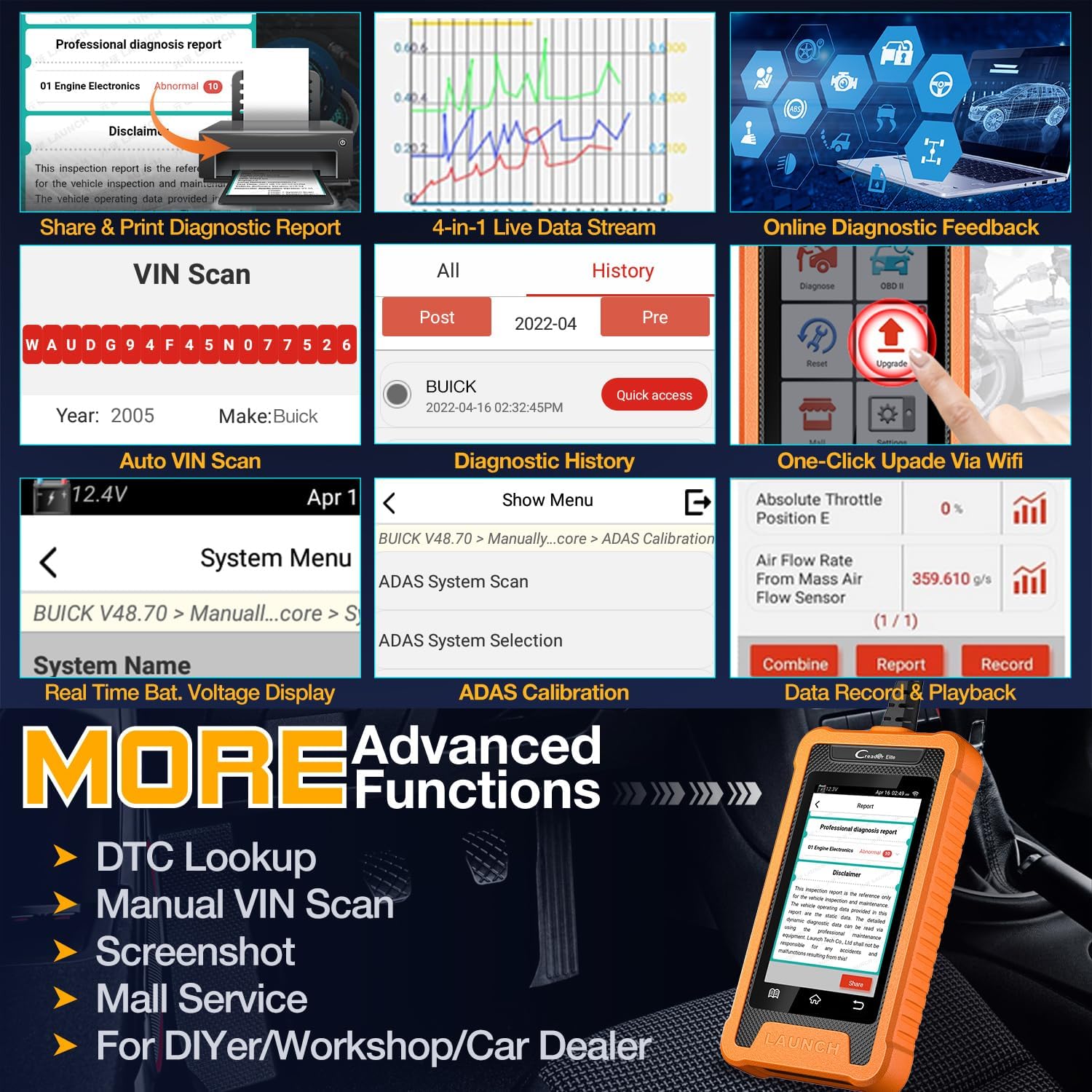2024 LAUNCH Creader Elite fit for GM Bi-Directional Scanner, All Resets Full System Diagnostic Scan Tool, Battery Register, Full OBD2 Code Reader for Buick/Chevrolet/Cadillac/GMC 2024 LAUNCH Creader Elite fit for GM Bi-Directional Scanner, All Resets Full System Diagnostic Scan Tool, Battery Register, Full OBD2 Code Reader for Buick/Chevrolet/Cadillac/GMC