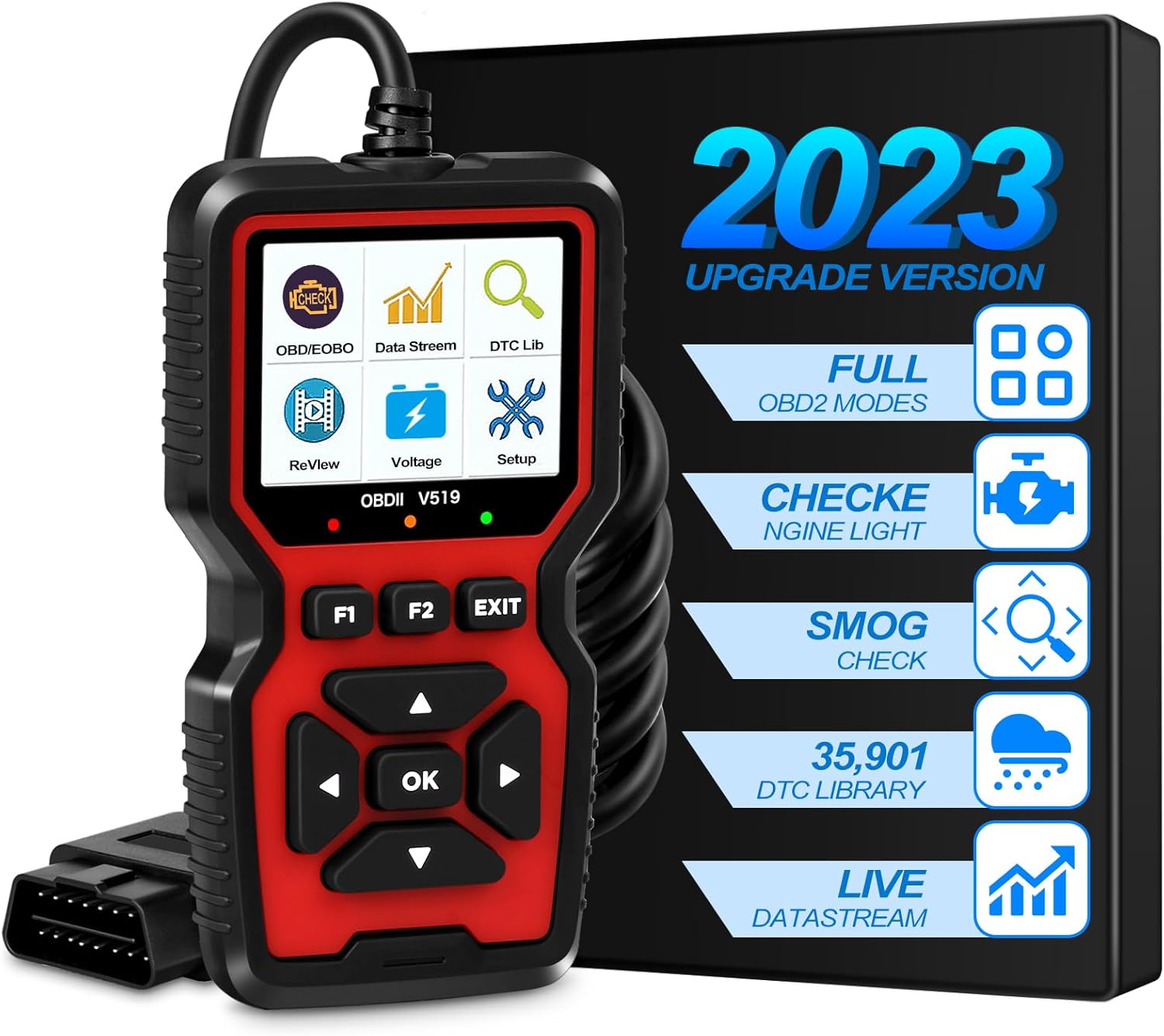 52HZ OBD2 Scanner Diagnostic Tool, Professional Auto Check Engine Code Reader with Reset Mode 6 Mode 8 35,901 DTCs, Enhanced OBDII/EOBD Car Diagnostic Scan Tool for All Vehicles After 1996