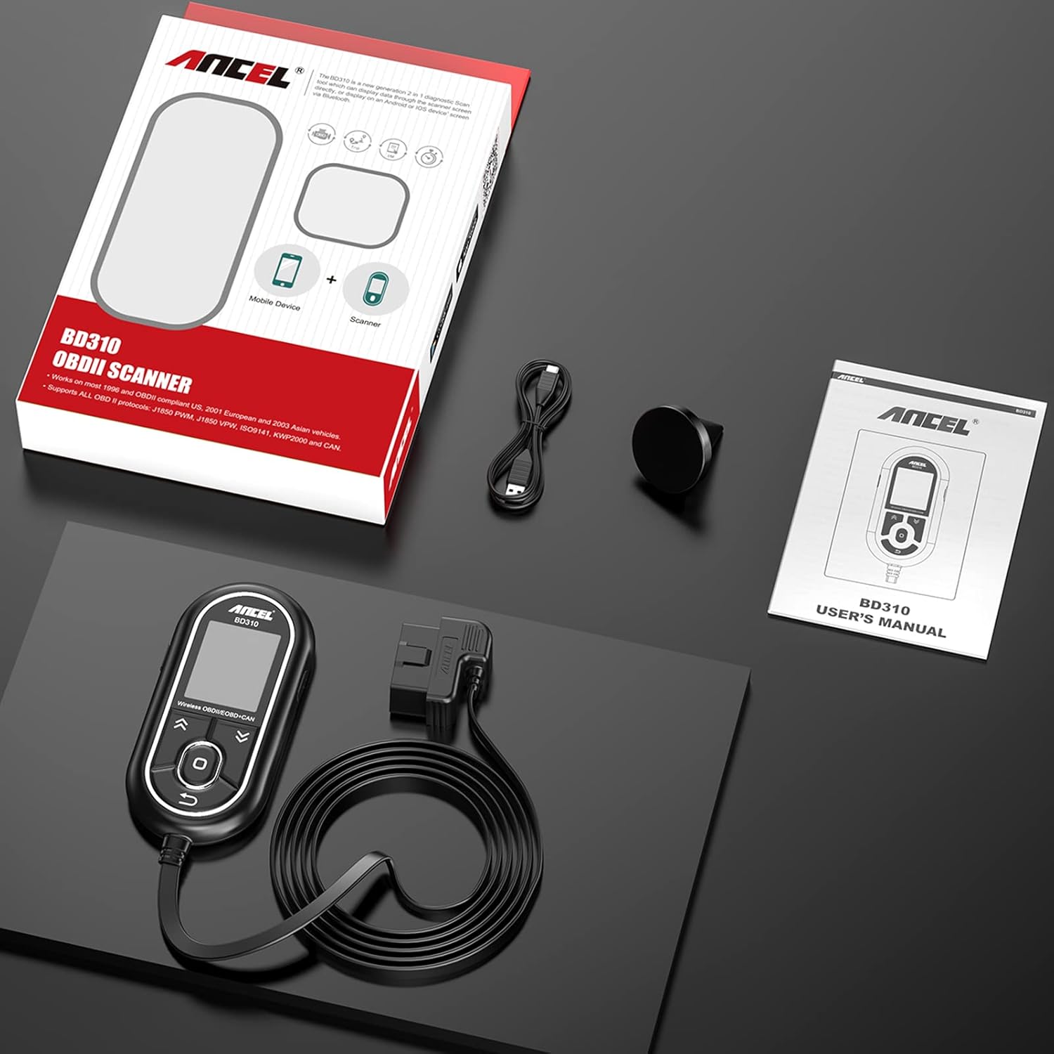 ANCEL BD310 OBD2 Scanner Diagnostic Tool - 3 in 1 OBD2 Scanner Bluetooth - App Based OBDII Scan Tool for Android iPhone - Check Engine Light Code Reader - Wired, Bluetooth, and Heads-up Display ANCEL BD310 OBD2 Scanner Diagnostic Tool - 3 in 1 OBD2 Scanner Bluetooth - App Based OBDII Scan Tool for Android iPhone - Check Engine Light Code Reader - Wired, Bluetooth, and Heads-up Display