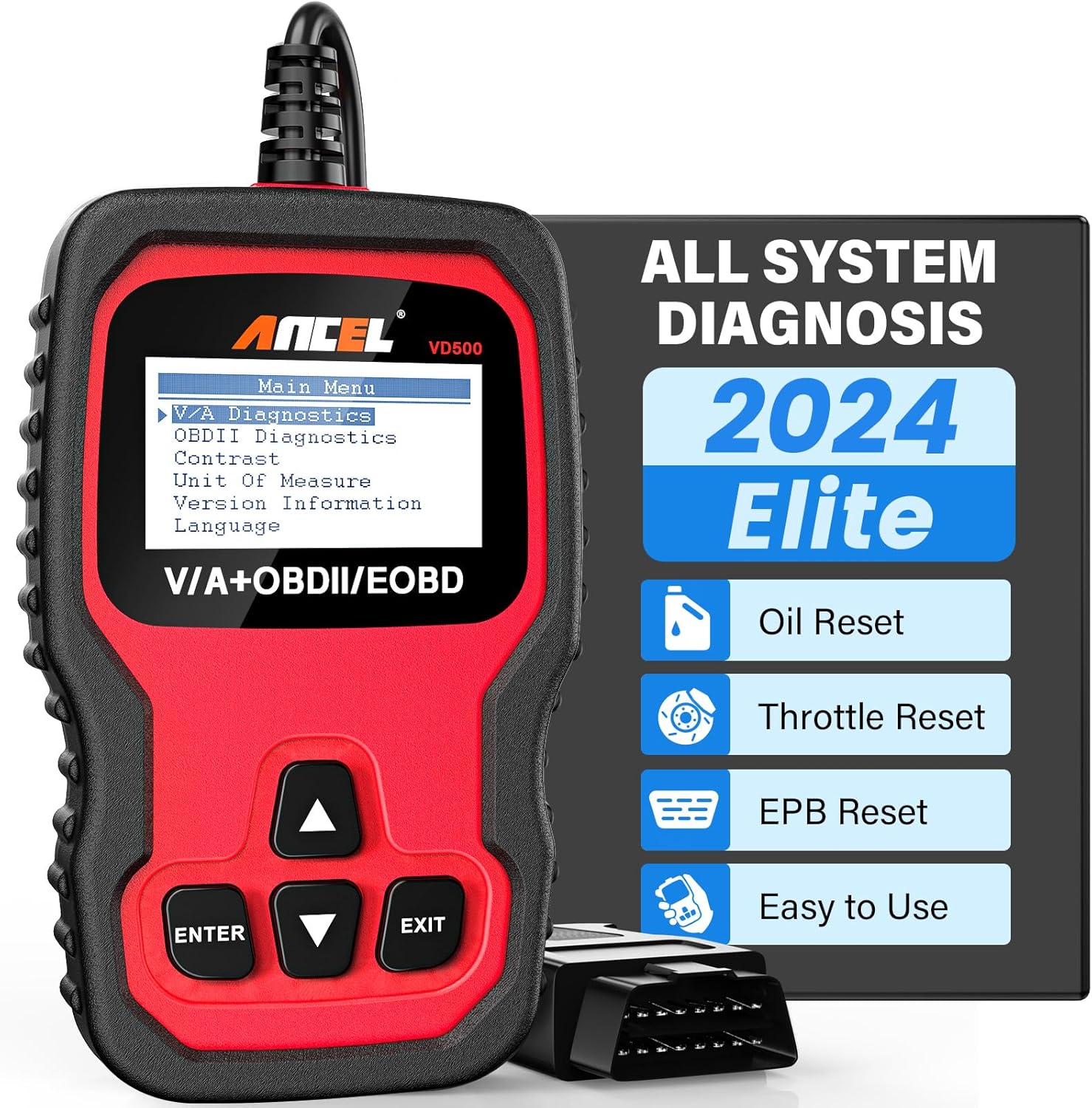 ANCEL VD500 OBD2 Scanner Diagnostic Tool for Volkswagen VW Audi Skoda Seat Full Systems Check Engine Light EPB ABS SRS Code Reader Oil Throttle Position Adaption Brake Pad Reset