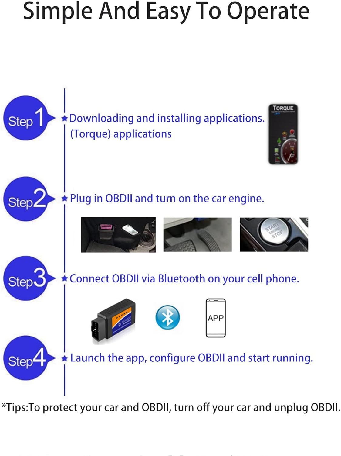 ELM327 OBD2 OBDII Bluetooth Scanner Adapter Code Reader for iOS Android Windows, Auto Car Diagnostic Code Reader ＆ Scan Tool,Read ＆ Clear Car Check Engine Light for Ford Lincoln Mazda Series Vehicles