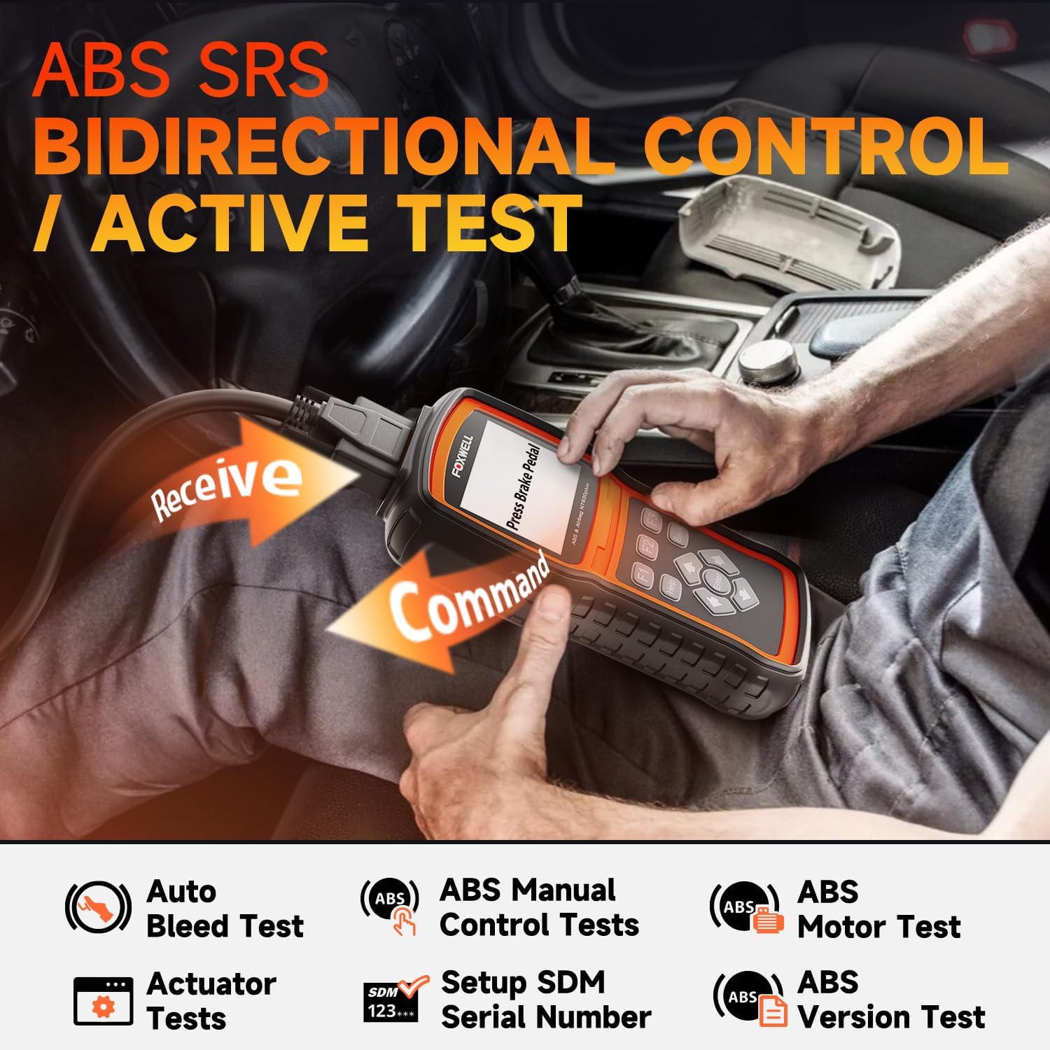 FOXWELL NT630 Plus OBD2 Scanner with ABS and SRS, 2024 ABS Scan Tool Bleeding Brake SRS Scanner Car Code Reader Diagnostic Tool Bidirectional Scanner with Airbag Light Reset SAS Oil Light