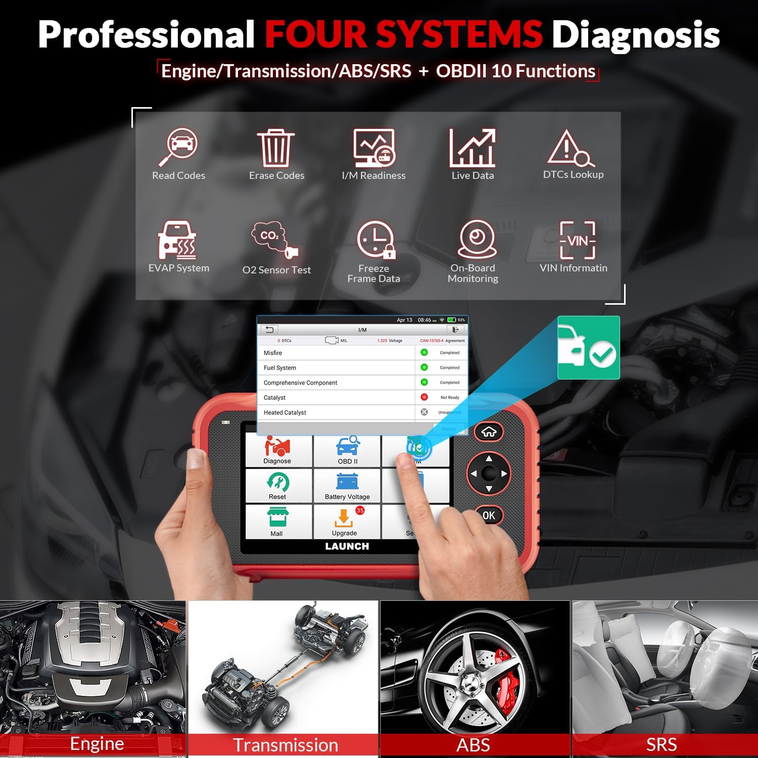 LAUNCH OBD2 Scanner CRP123i Elite Code Reader, 2024 Lifetime Free Update Car Diagnostic Tool for Multi Systems with Oil Reset, SAS Reset, Throttle Adaptation, FCA SGW, Battery Test, Auto VIN LAUNCH OBD2 Scanner CRP123i Elite Code Reader, 2024 Lifetime Free Update Car Diagnostic Tool for Multi Systems with Oil Reset, SAS Reset, Throttle Adaptation, FCA SGW, Battery Test, Auto VIN