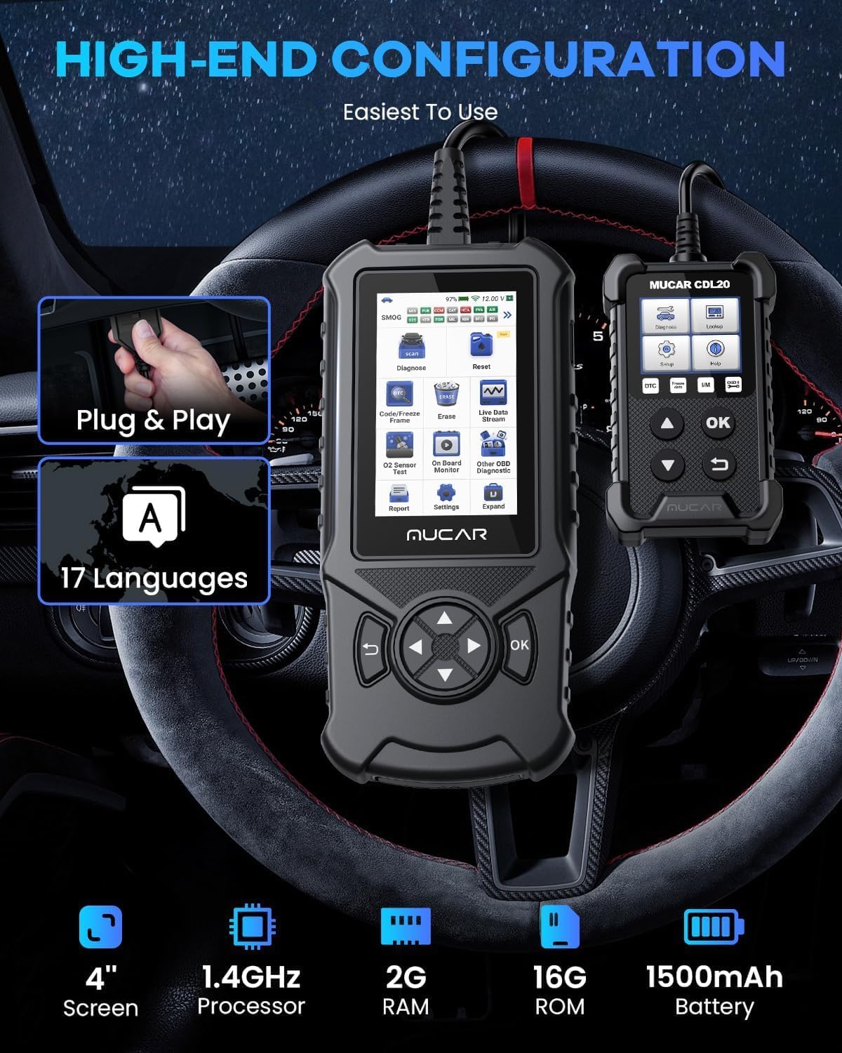 MUCAR CDE900 OBD2 Scanner, DIY OBD2 Car Code Reader Diagnostic Scan Tool,4 Touchscreen Android 6.0,AutoVIN,Emission Test,Live Data,DTC Lookup,One-Click Update Print,Built-in Online Service MUCAR CDE900 OBD2 Scanner, DIY OBD2 Car Code Reader Diagnostic Scan Tool,4 Touchscreen Android 6.0,AutoVIN,Emission Test,Live Data,DTC Lookup,One-Click Update Print,Built-in Online Service