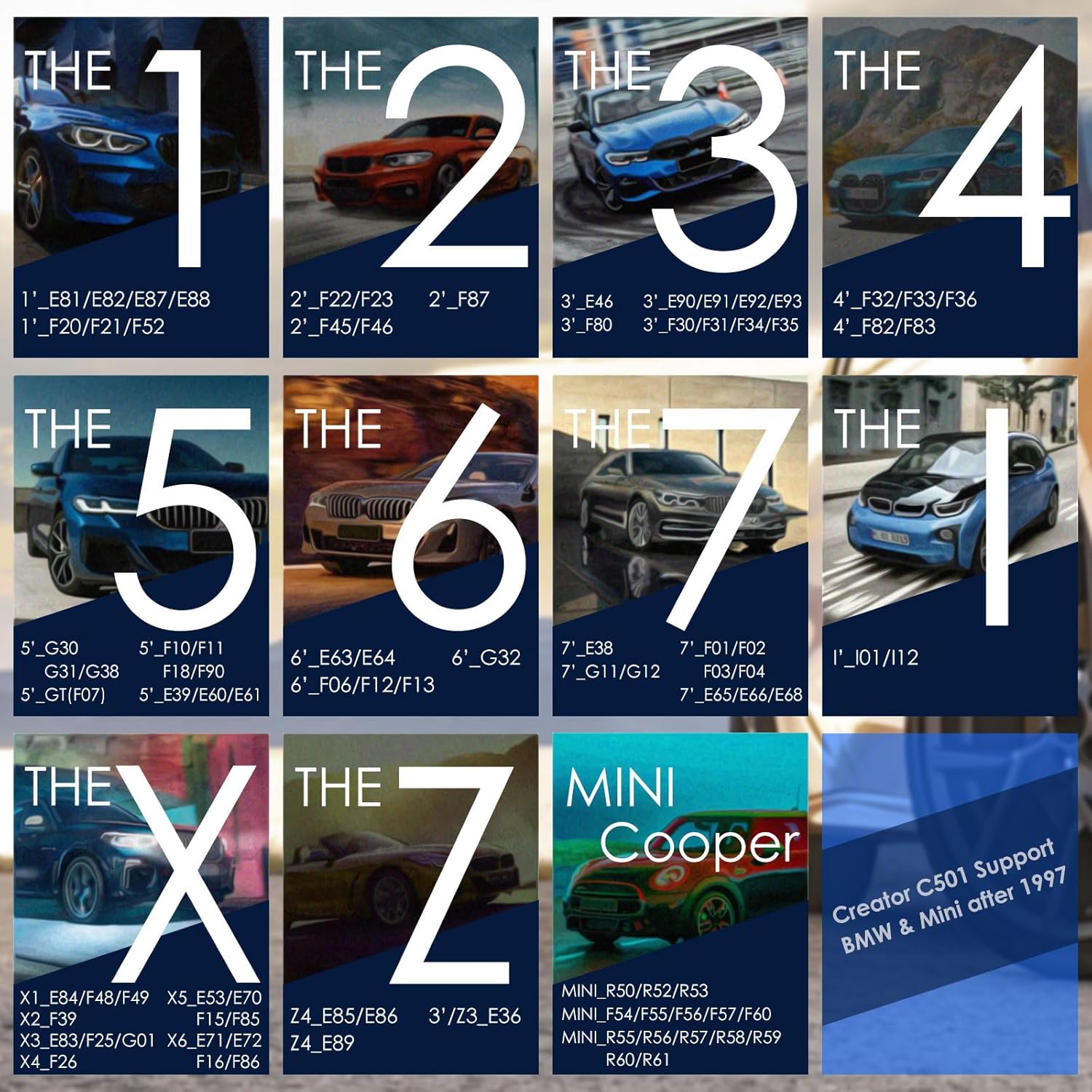 Creator C501 OBD2 Scanner Fit for BMW Mini EPB ABS SRS DPF Oil Reset All Systems Scan Tool with Battery Registration OBDII Code Reader Diagnostic Tool [New Version Update of C110+ C310+ C410 C420]