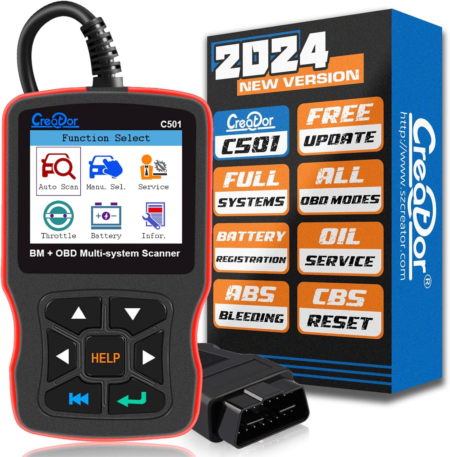 Creator C501 OBD2 Scanner Fit for BMW Mini EPB ABS SRS DPF Oil Reset All Systems Scan Tool with Battery Registration OBDII Code Reader Diagnostic Tool [New Version Update of C110+ C310+ C410 C420]