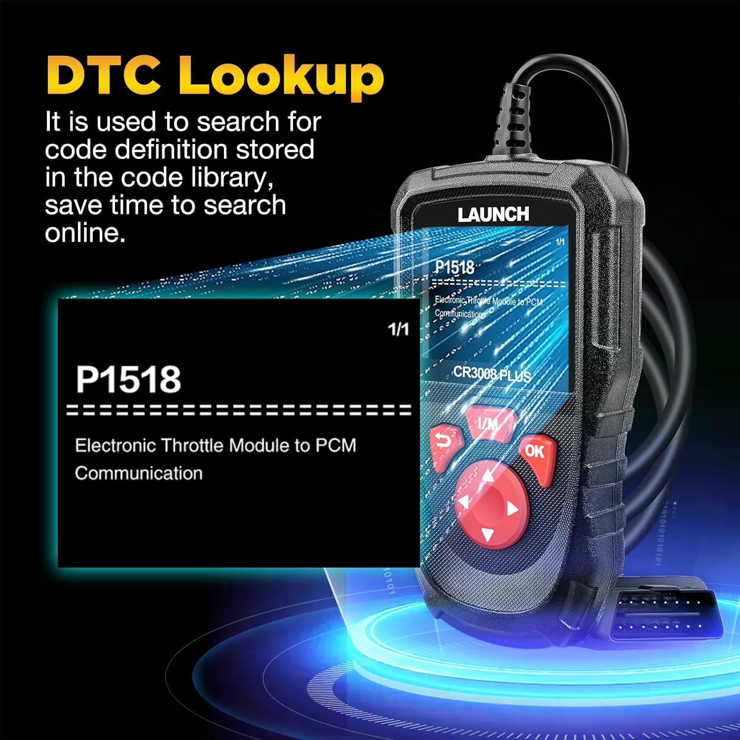 LAUNCH Professional OBD2 Scanner Diagnostic Tool CR3008 Plus,One-Key I/M,Lifetime Update Code Reader,Enhanced Check Engine Code Reader OBDII Car Scan Tool for All Vehicles After 1996,Battery Test
