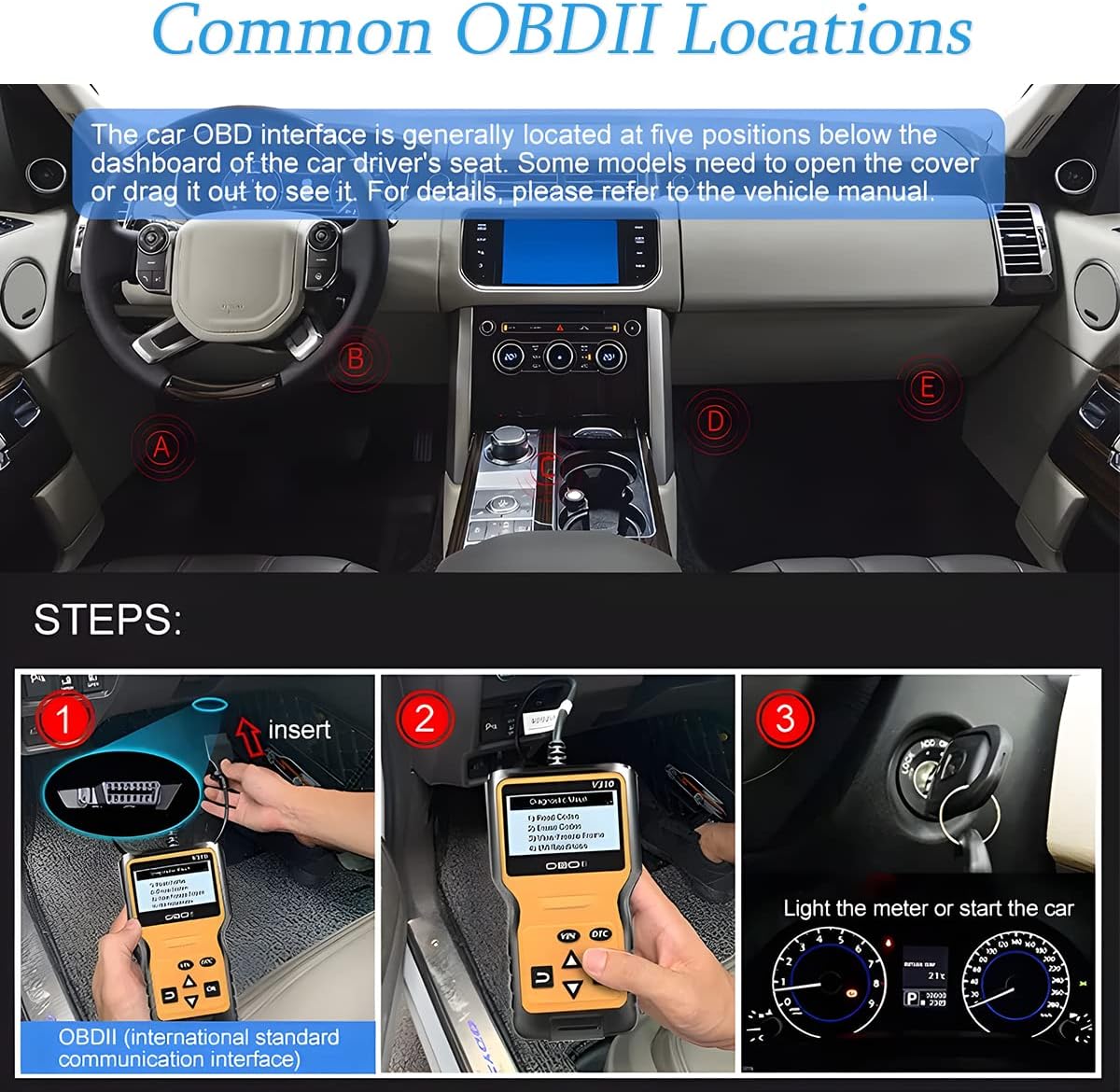 OBD2 Scanner Code Reader for Car Check Engine, Automotive CAN Diagnostic Tool, Read and Erase Fault Codes, Check Emission Monitor Status, Universal for All OBD II Protocol Cars After 1996