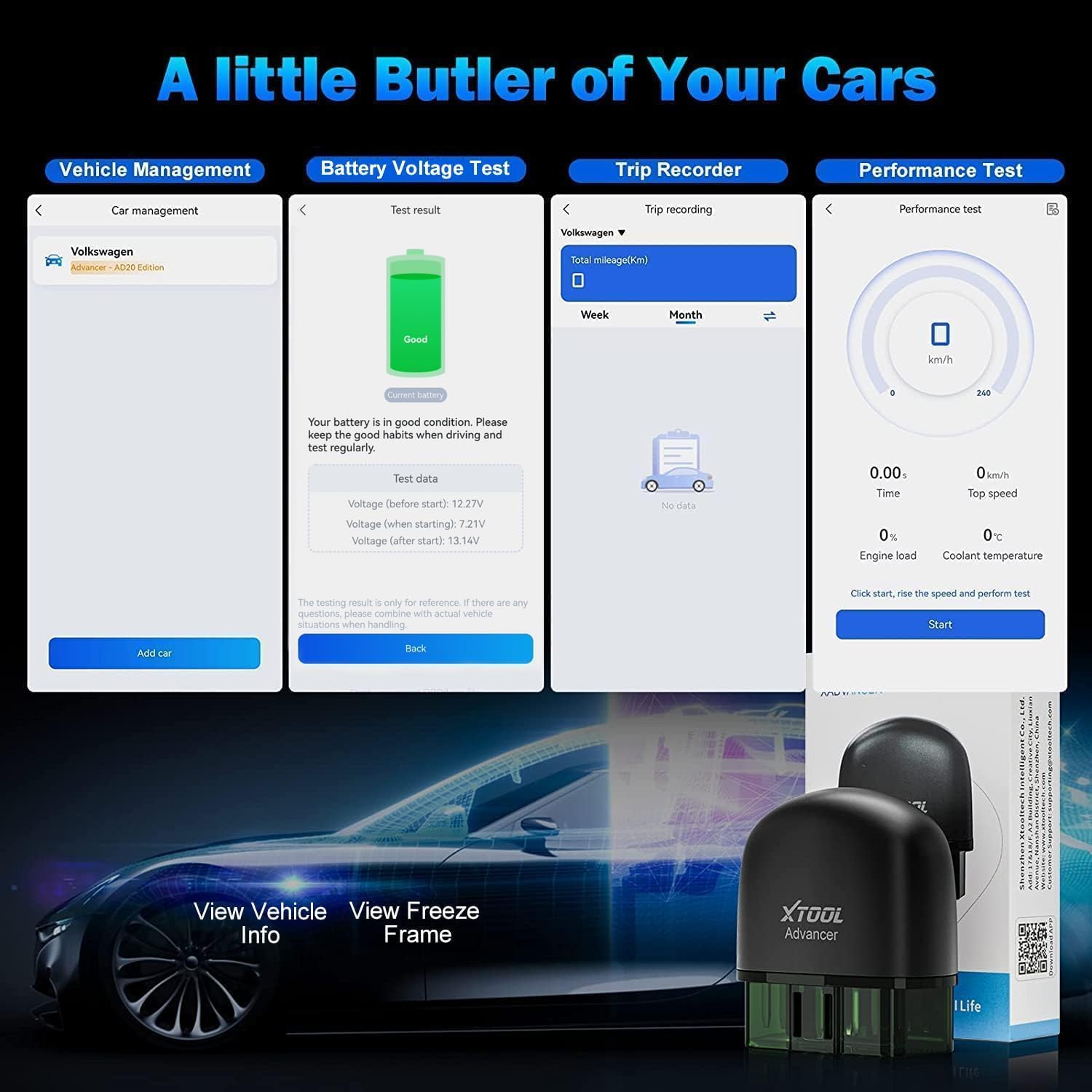 XTOOL Advancer AD20 OBD2 Scanner Check Engine Light Diagnostic Scan Tool for iPhone/Android, OBDII Scanner for Car, Mode 6, Live Data, Freeze Frame, Performance/Voltage Test XTOOL Advancer AD20 OBD2 Scanner Check Engine Light Diagnostic Scan Tool for iPhone/Android, OBDII Scanner for Car, Mode 6, Live Data, Freeze Frame, Performance/Voltage Test
