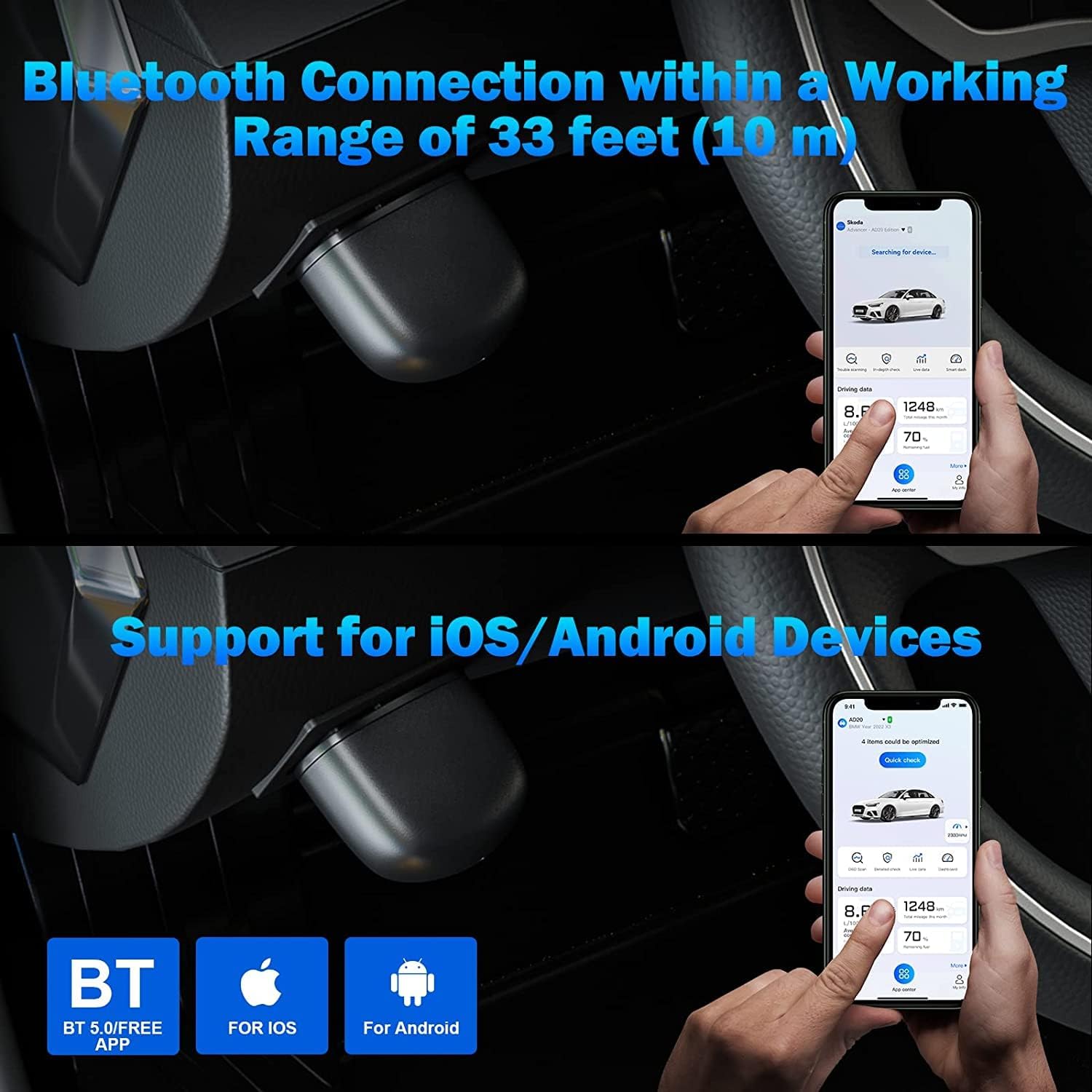 XTOOL Advancer AD20 OBD2 Scanner Check Engine Light Diagnostic Scan Tool for iPhone/Android, OBDII Scanner for Car, Mode 6, Live Data, Freeze Frame, Performance/Voltage Test XTOOL Advancer AD20 OBD2 Scanner Check Engine Light Diagnostic Scan Tool for iPhone/Android, OBDII Scanner for Car, Mode 6, Live Data, Freeze Frame, Performance/Voltage Test