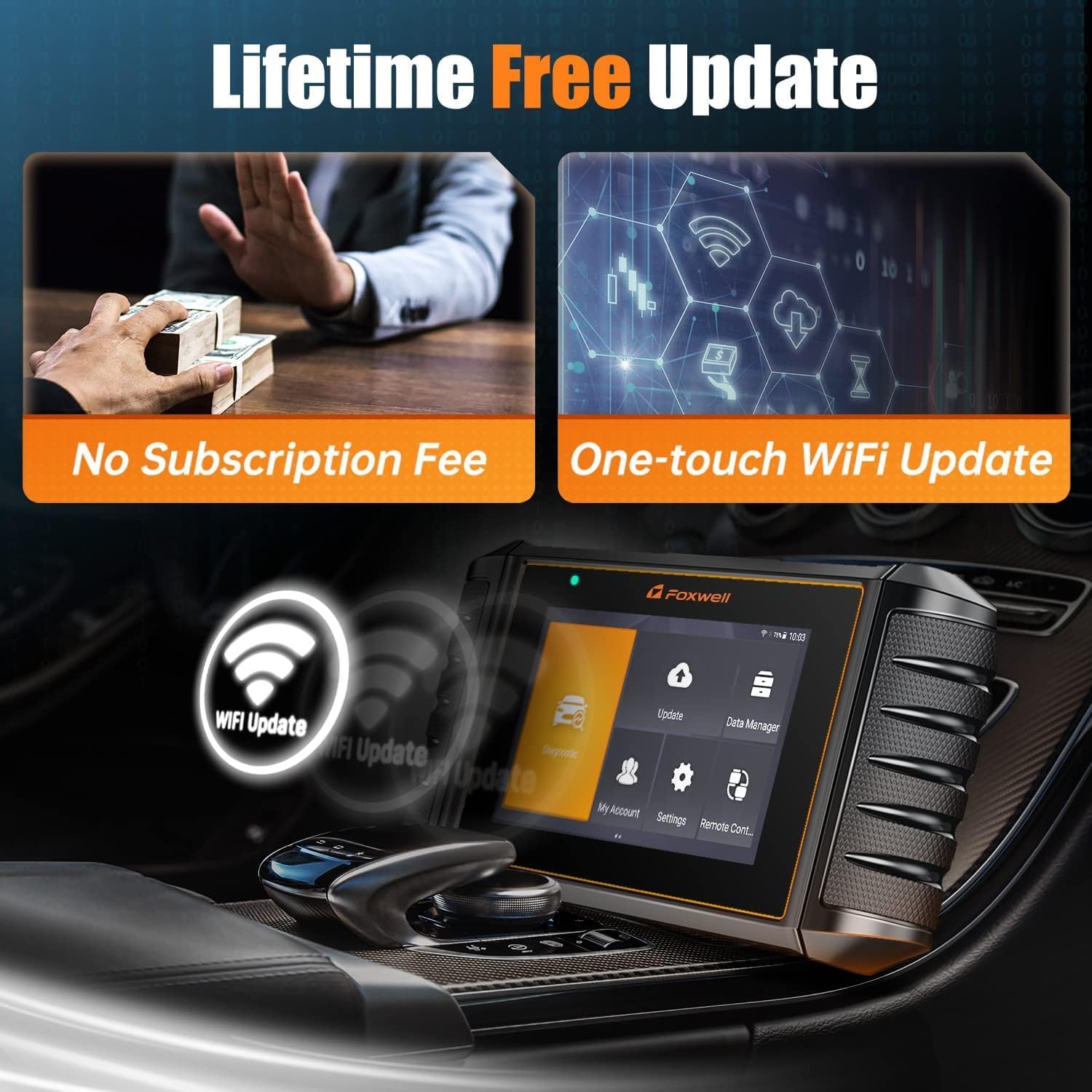 FOXWELL NT706 OBD2 Scanner Diagnostic Tool ABS/SRS Airbag/Transmission/Check Engine Code Reader Battery Test + NT301 OBD2 Scanner Live Data Professional Mechanic OBDII Diagnostic Code Reader Tool