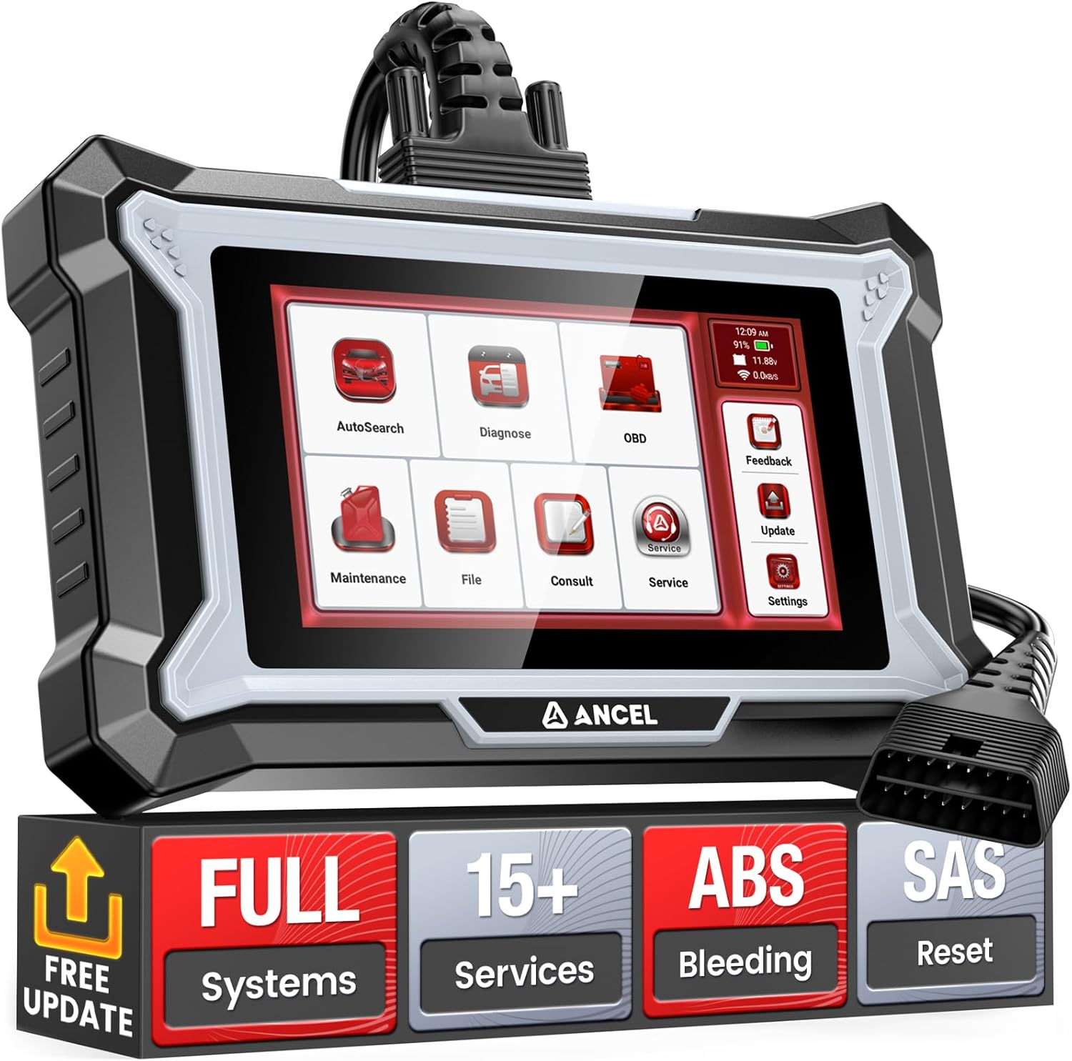 ANCEL DS200 Full Systems OBD2 Scanner, ABS SRS Diagnositc Tool with 15+ Reset Services, ABS Bleeding, SAS, Oil, AdBlue, Battery Reset, WiFi Lifetime Free Update, FCA Autoauth, Full Obd2