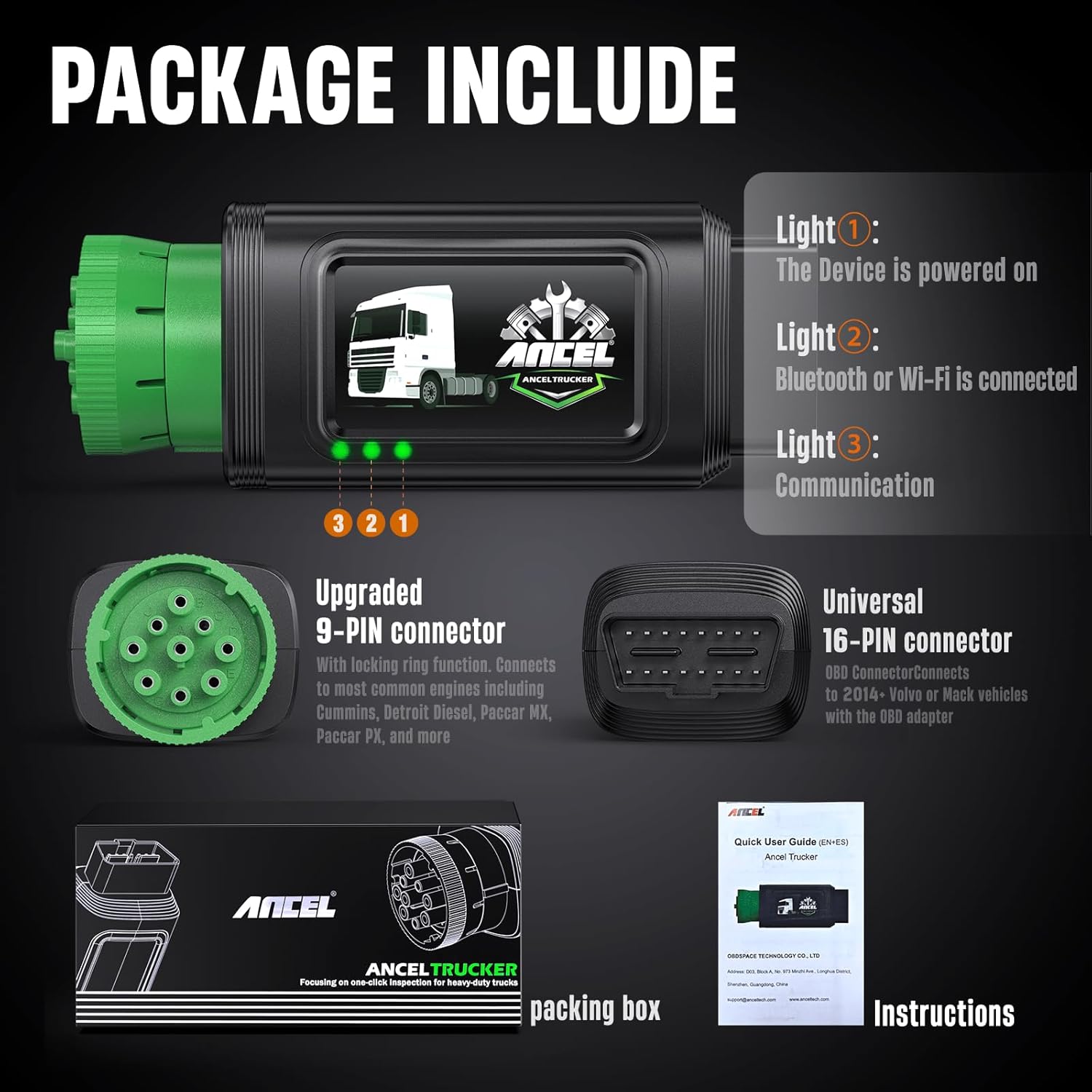 ANCEL Heavy Duty Truck Scanner HD100PRO All System Diesel Scanner Diagnostic Scan Tool, DPF Regeneration Scanner for Cummins Caterpillar Truck Engine, Bluetooth OBD2 Code Reader for Diesel Trucks