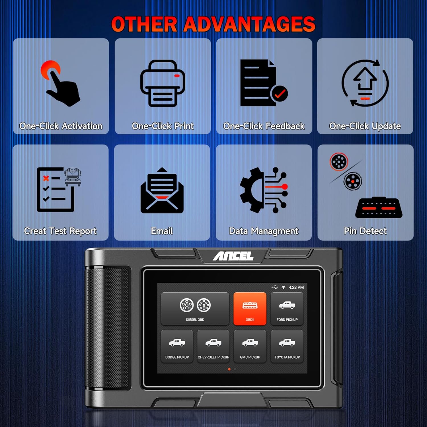 ANCEL HD3500 Plus Professioanl Pickup Truck Scanner Diagnostic Tool Fit for Ford/Chevrolet/Dodge/RAM/GMC Truck Car, All Systems Diesel Code Reader Scanner Bidirectional Scan Tool with Service Resets