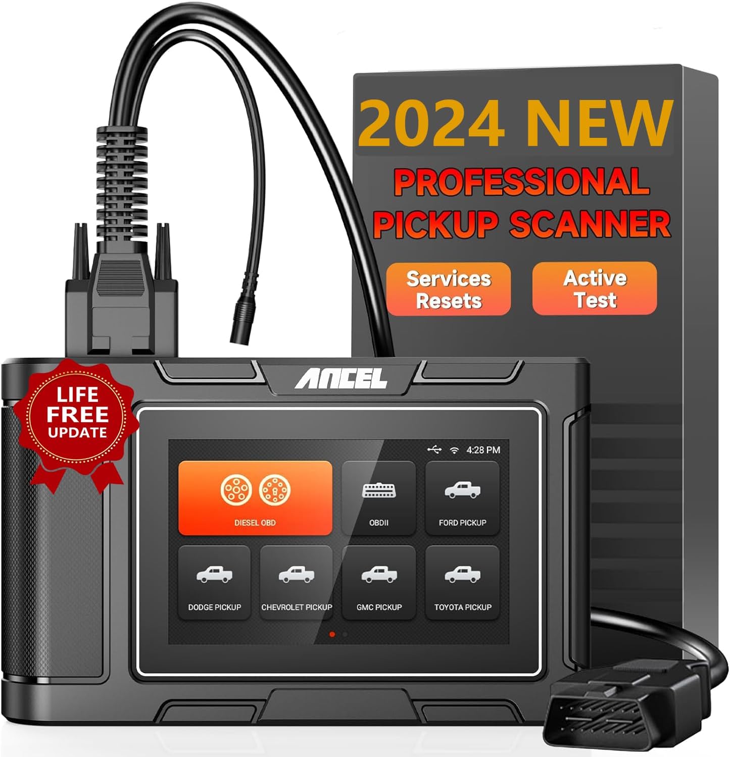 ANCEL HD3500 Plus Professioanl Pickup Truck Scanner Diagnostic Tool Fit for Ford/Chevrolet/Dodge/RAM/GMC Truck Car, All Systems Diesel Code Reader Scanner Bidirectional Scan Tool with Service Resets